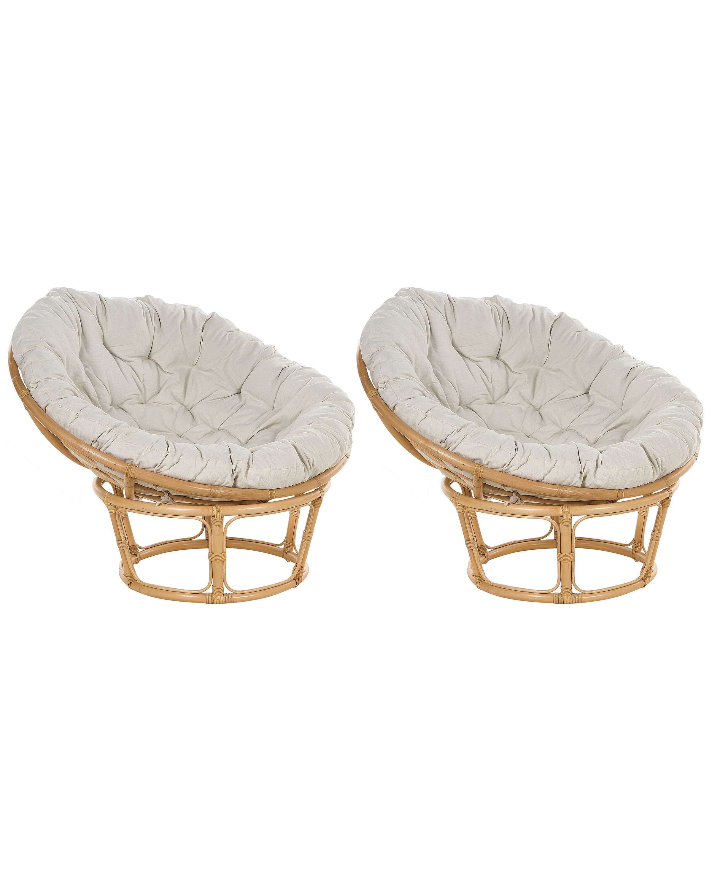 Set of 2 Rattan Chairs Natural and Light Beige SALVO - Gemini Interiors