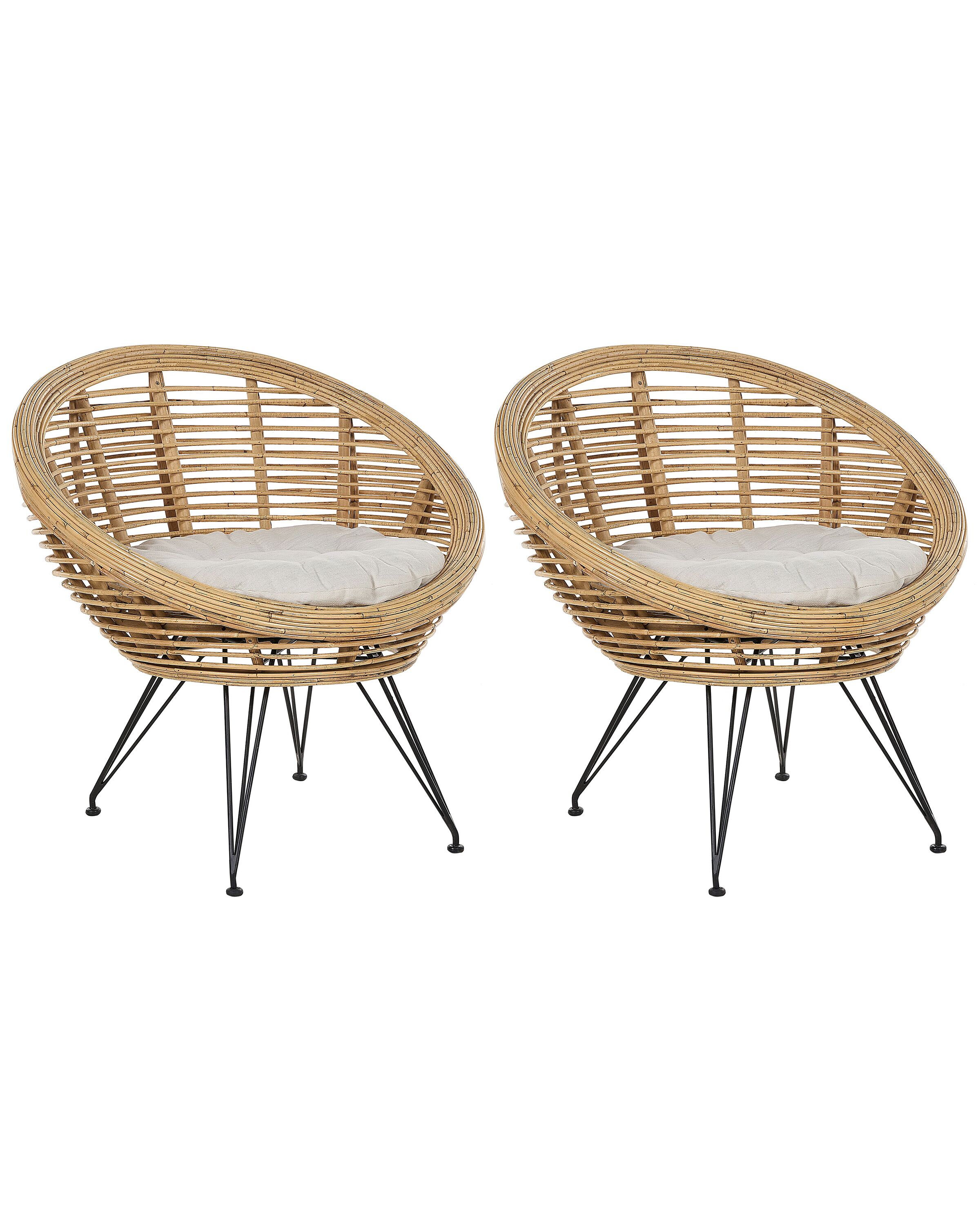 Set of 2 Rattan Chairs Natural MARATEA - Gemini Interiors