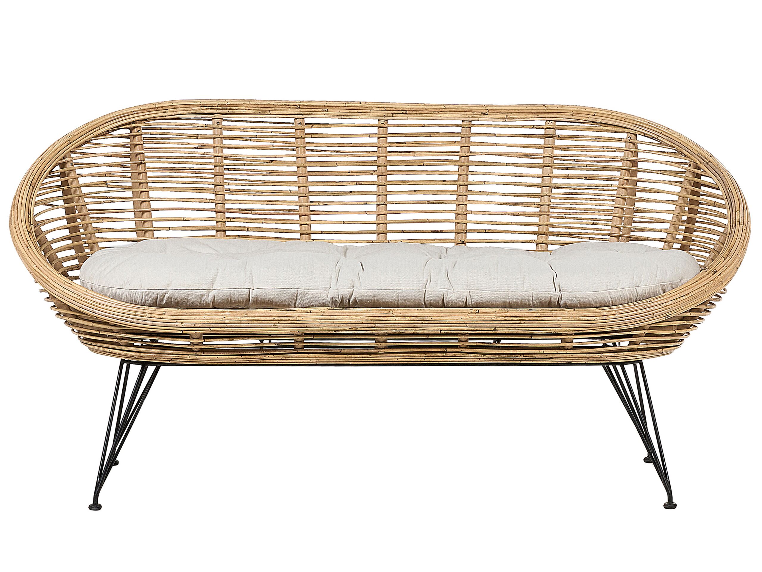 2 Seater Rattan Sofa Natural MARATEA - Gemini Interiors