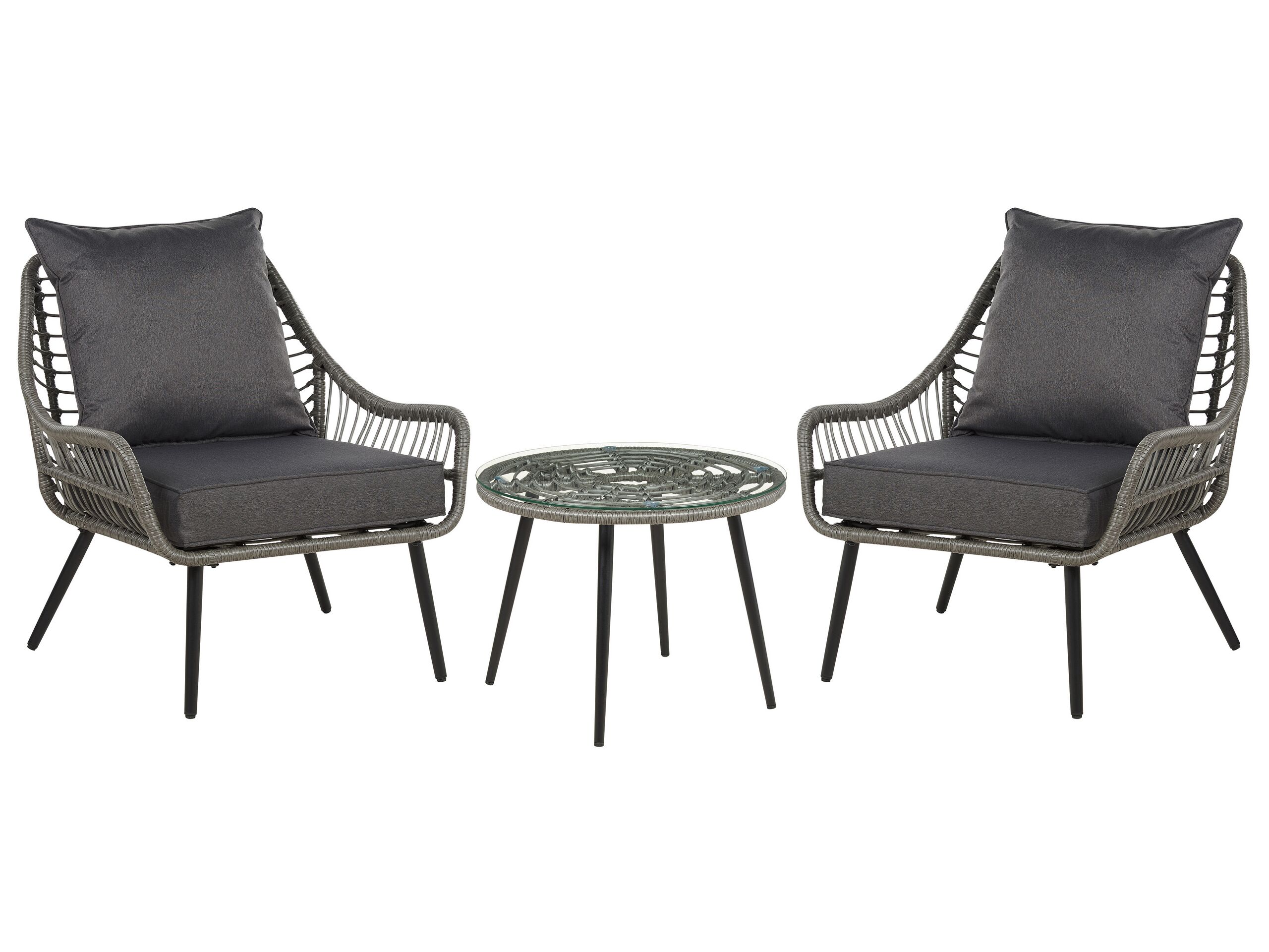 PE Rattan Bistro Set Grey LAURETO - Gemini Interiors