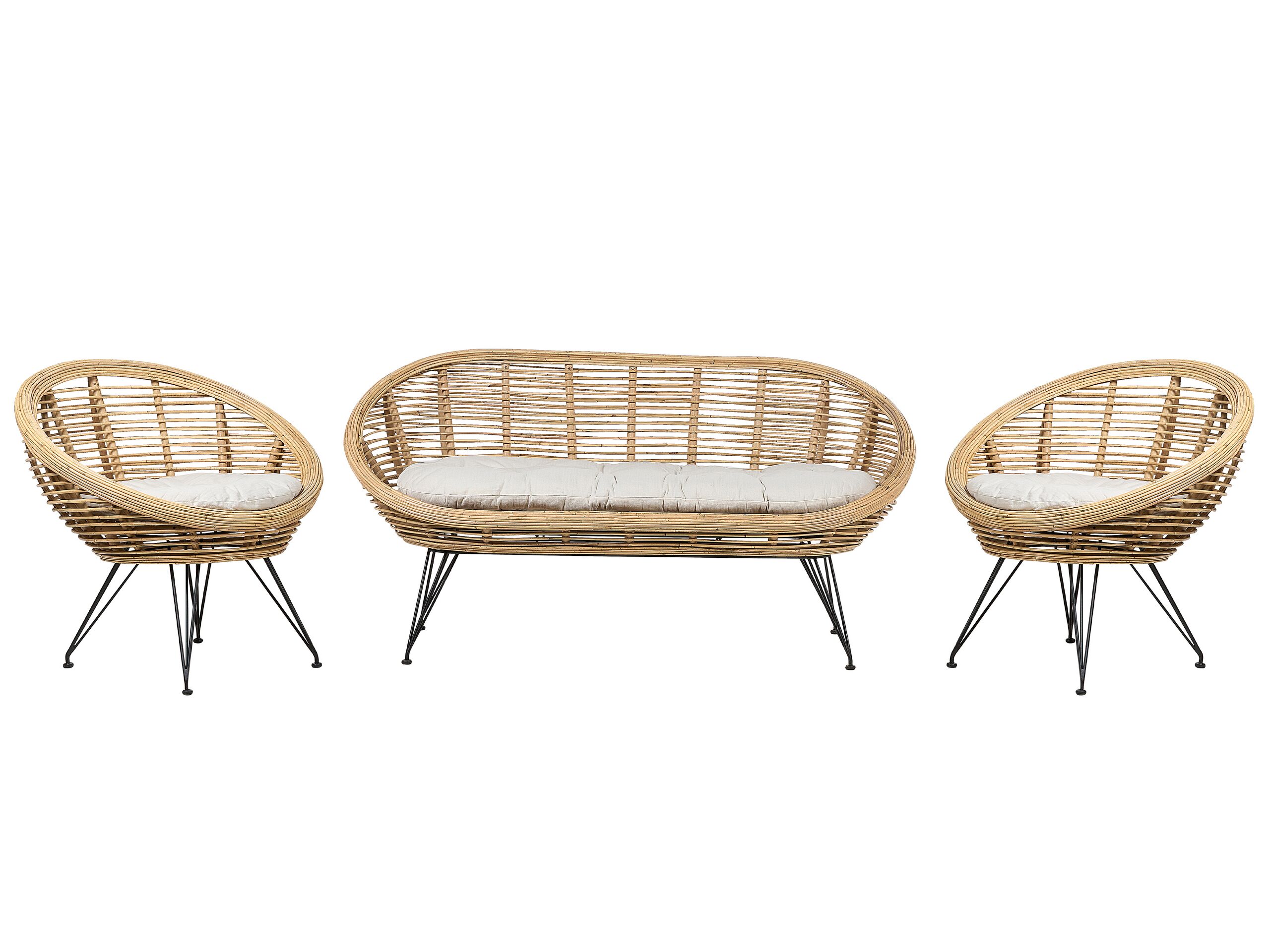 4 Seater Rattan Sofa Set Natural MARATEA - Gemini Interiors