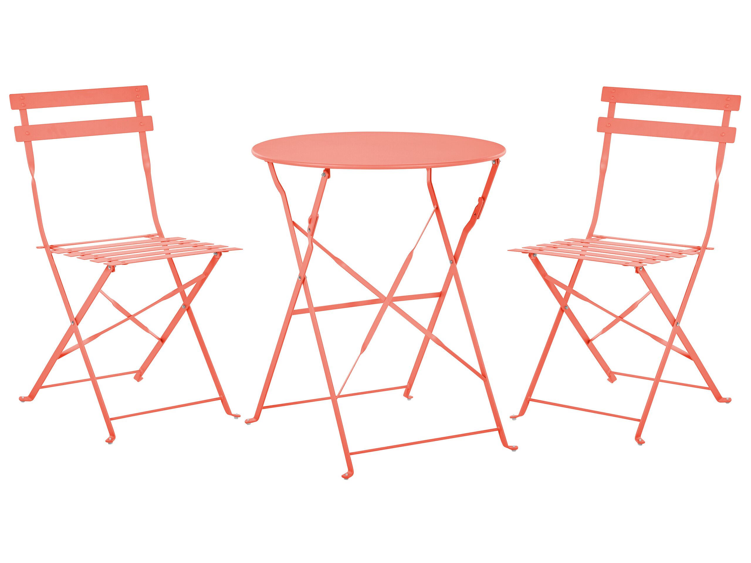 Steel Garden Bistro Set Coral Red FIORI - Gemini Interiors