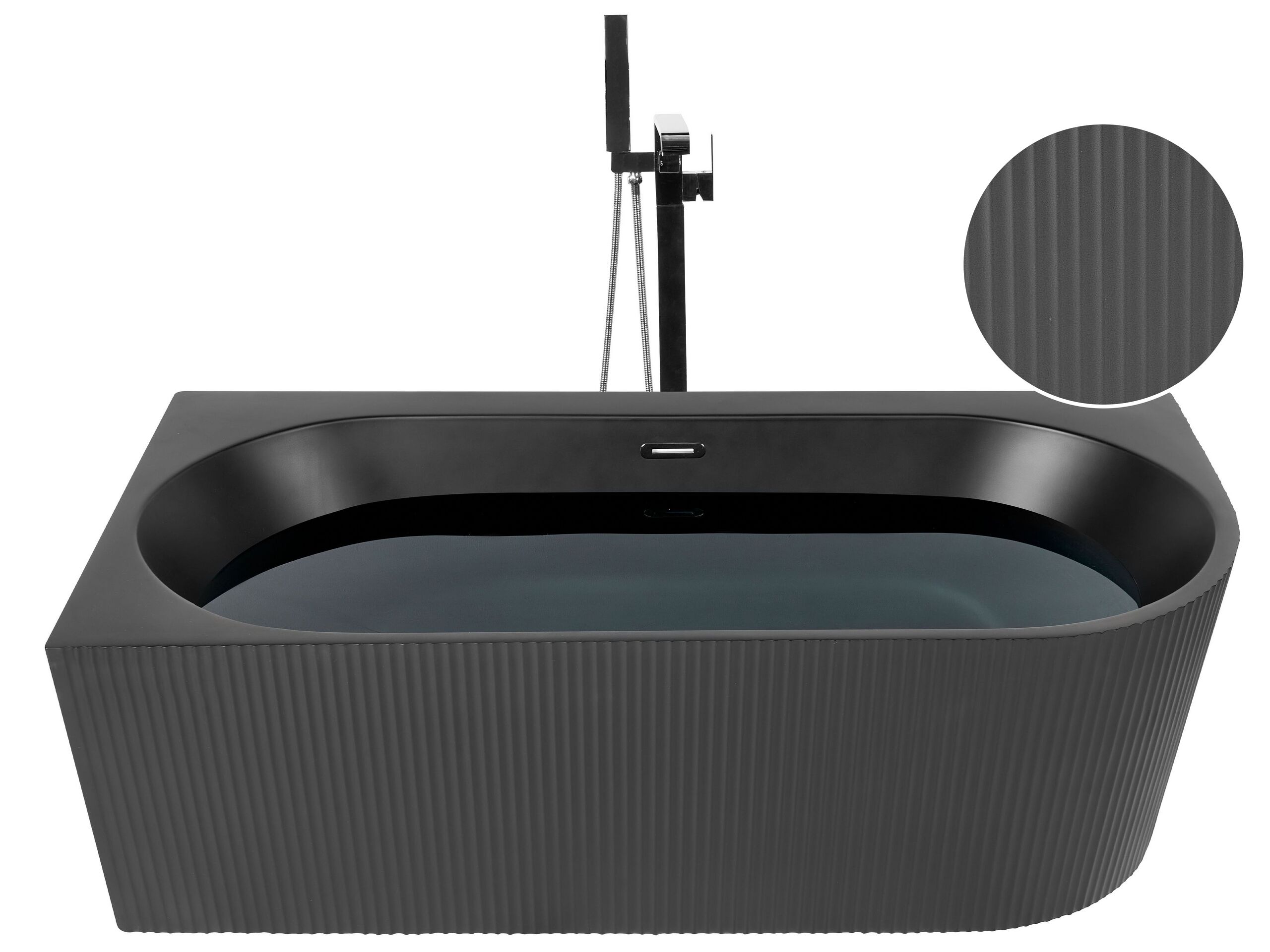 Right Hand Corner Bath 1700 mm x 800 mm Black GOCTA - Gemini Interiors