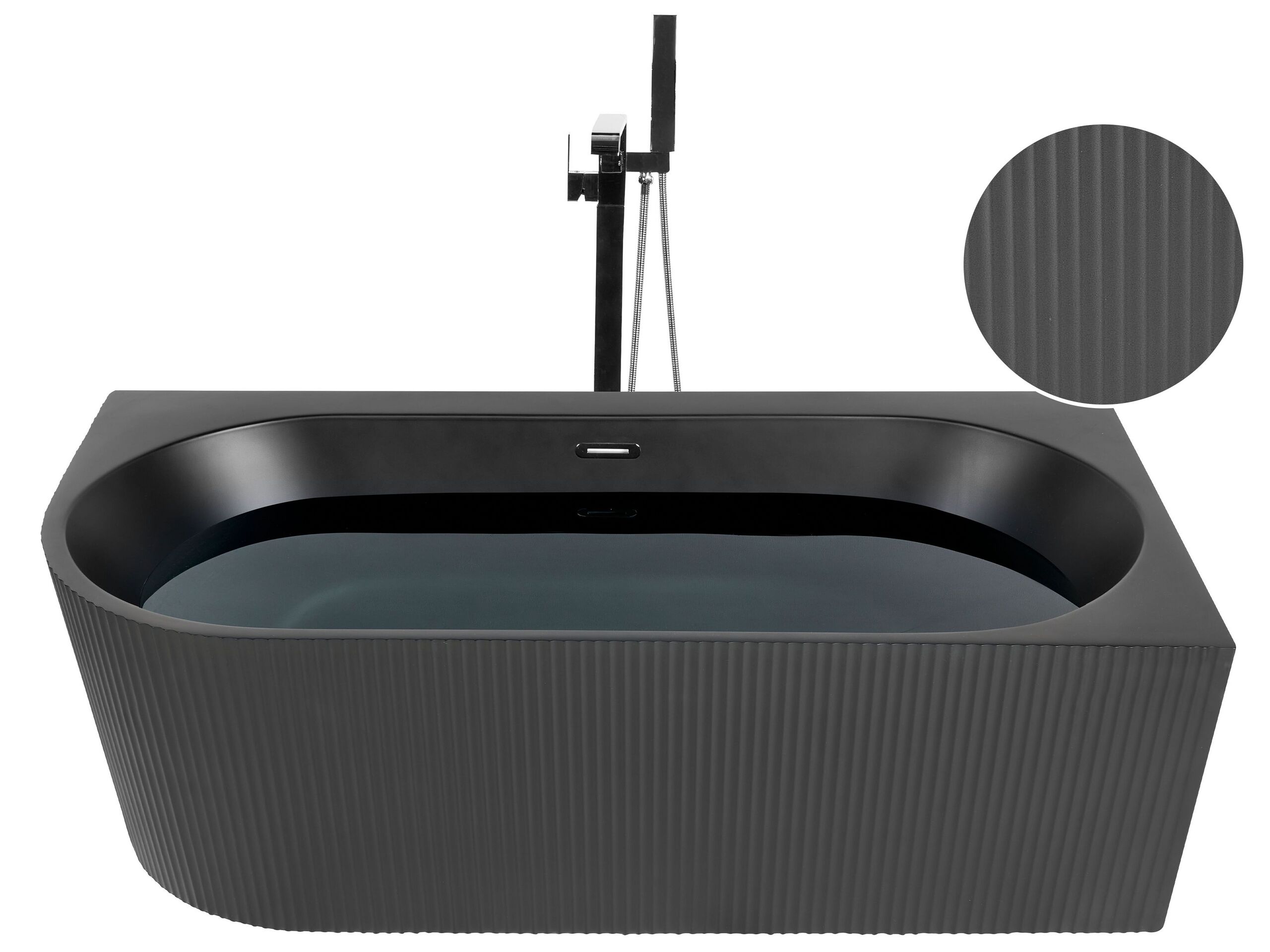 Left Hand Corner Bath 1700 mm x 800 mm Black GOCTA - Gemini Interiors