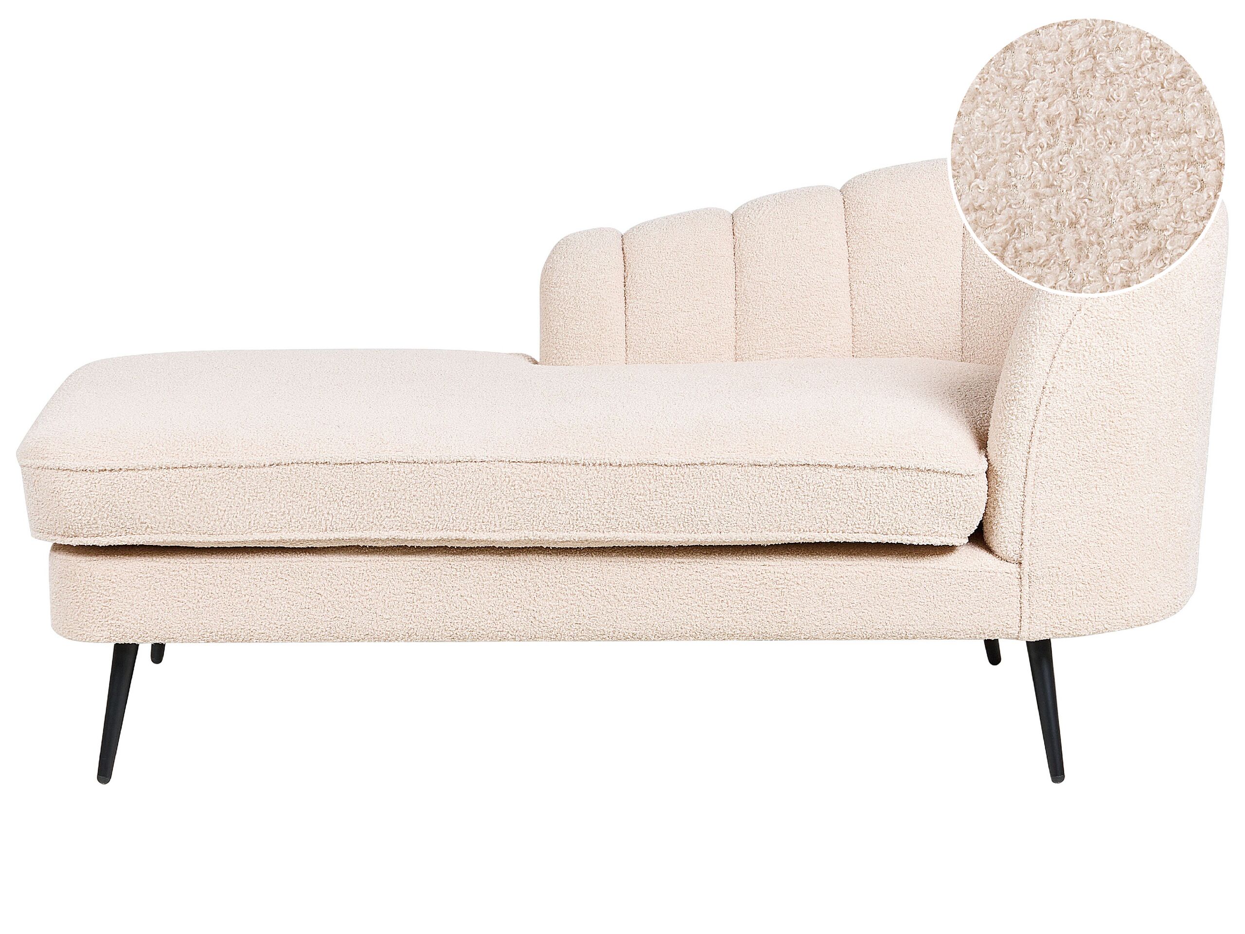 Right Hand Boucle Chaise Lounge Light Beige ALLIER - Gemini Interiors