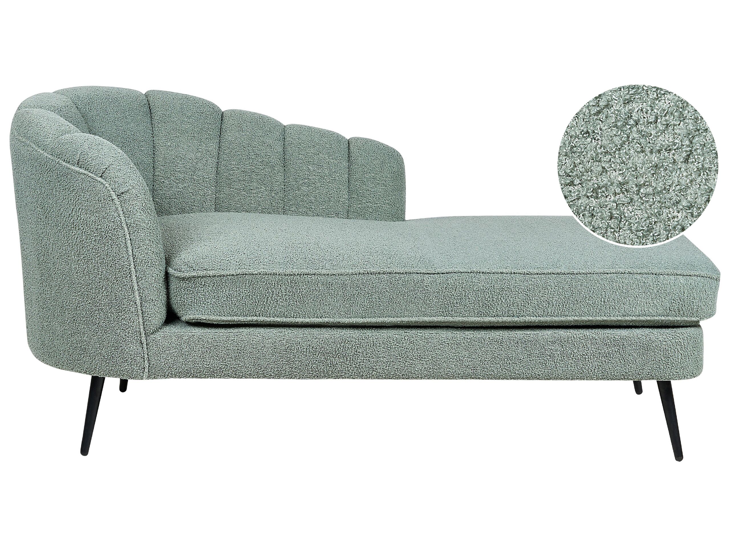 Left Hand Boucle Chaise Lounge Green ALLIER - Gemini Interiors