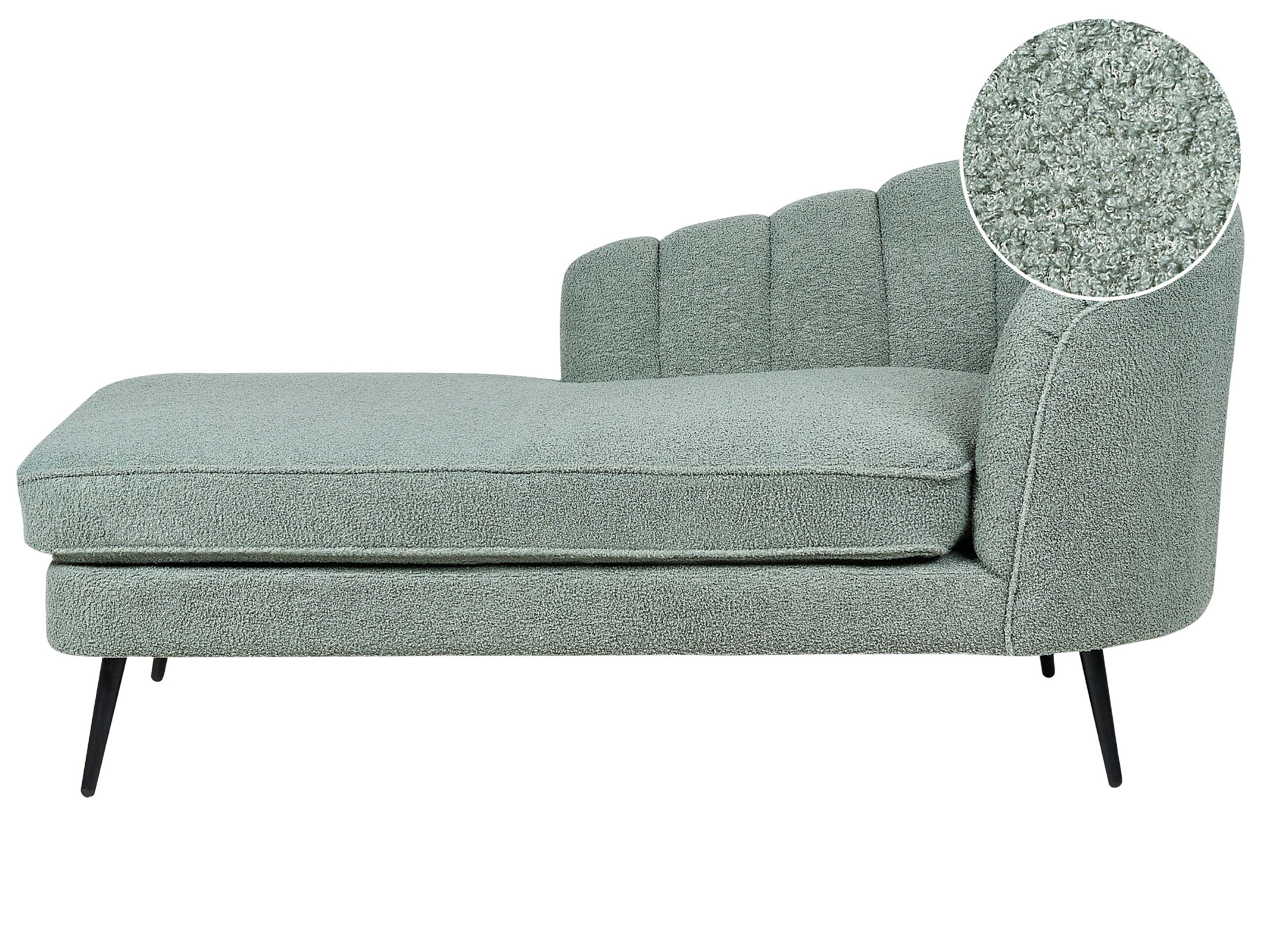 Right Hand Boucle Chaise Lounge Green ALLIER - Gemini Interiors
