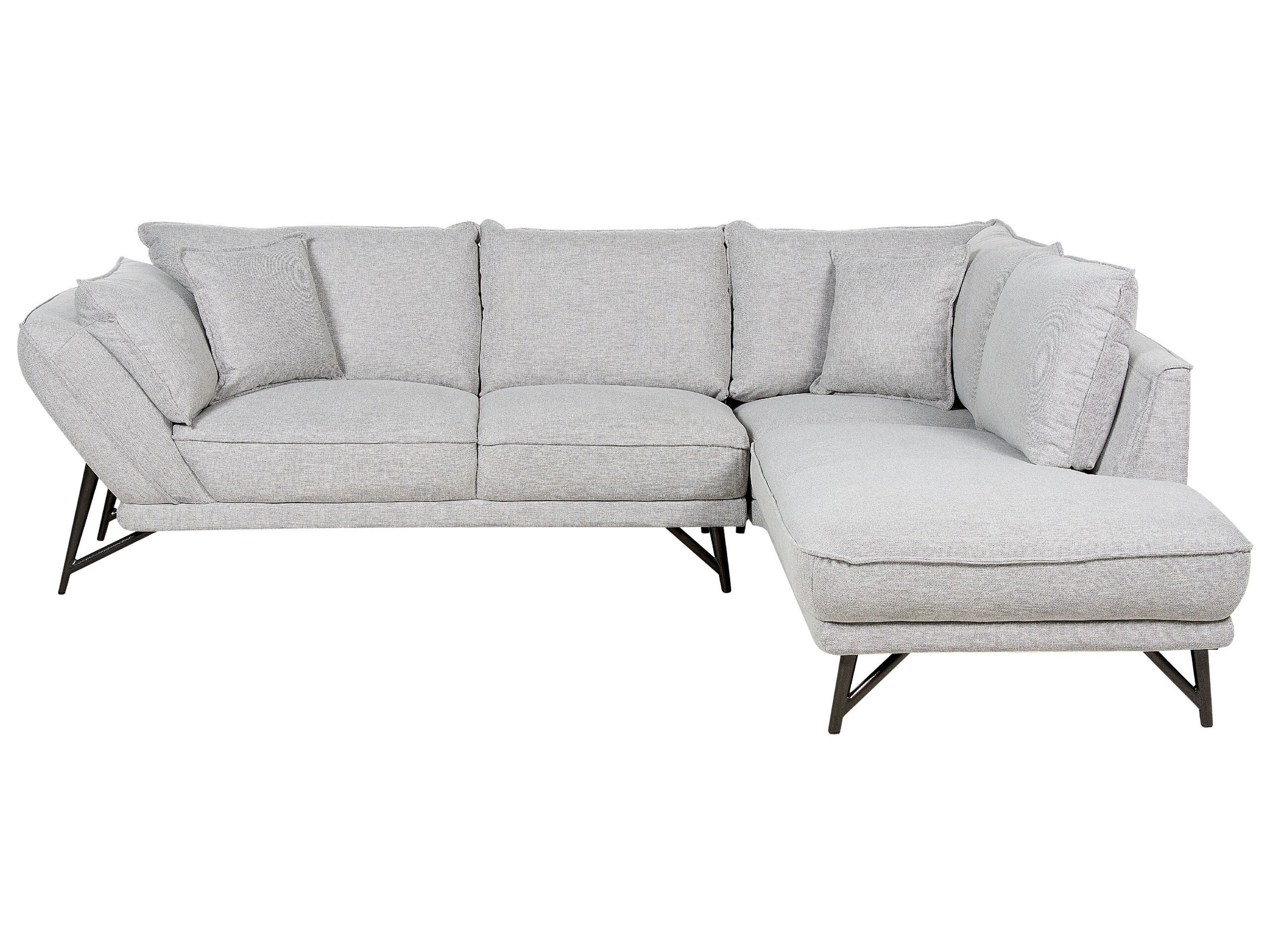 Left Hand Linen Corner Sofa Light Grey ELGA - Gemini Interiors