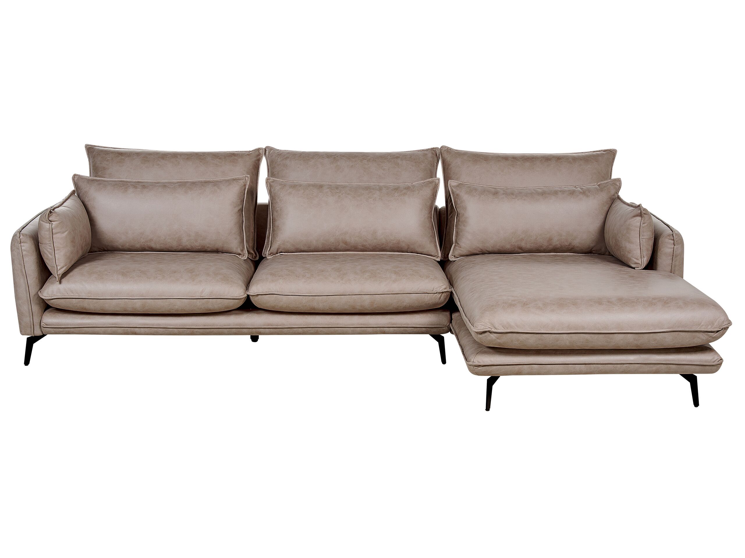 Left Hand Faux Suede Corner Sofa Light Brown GALLO - Gemini Interiors