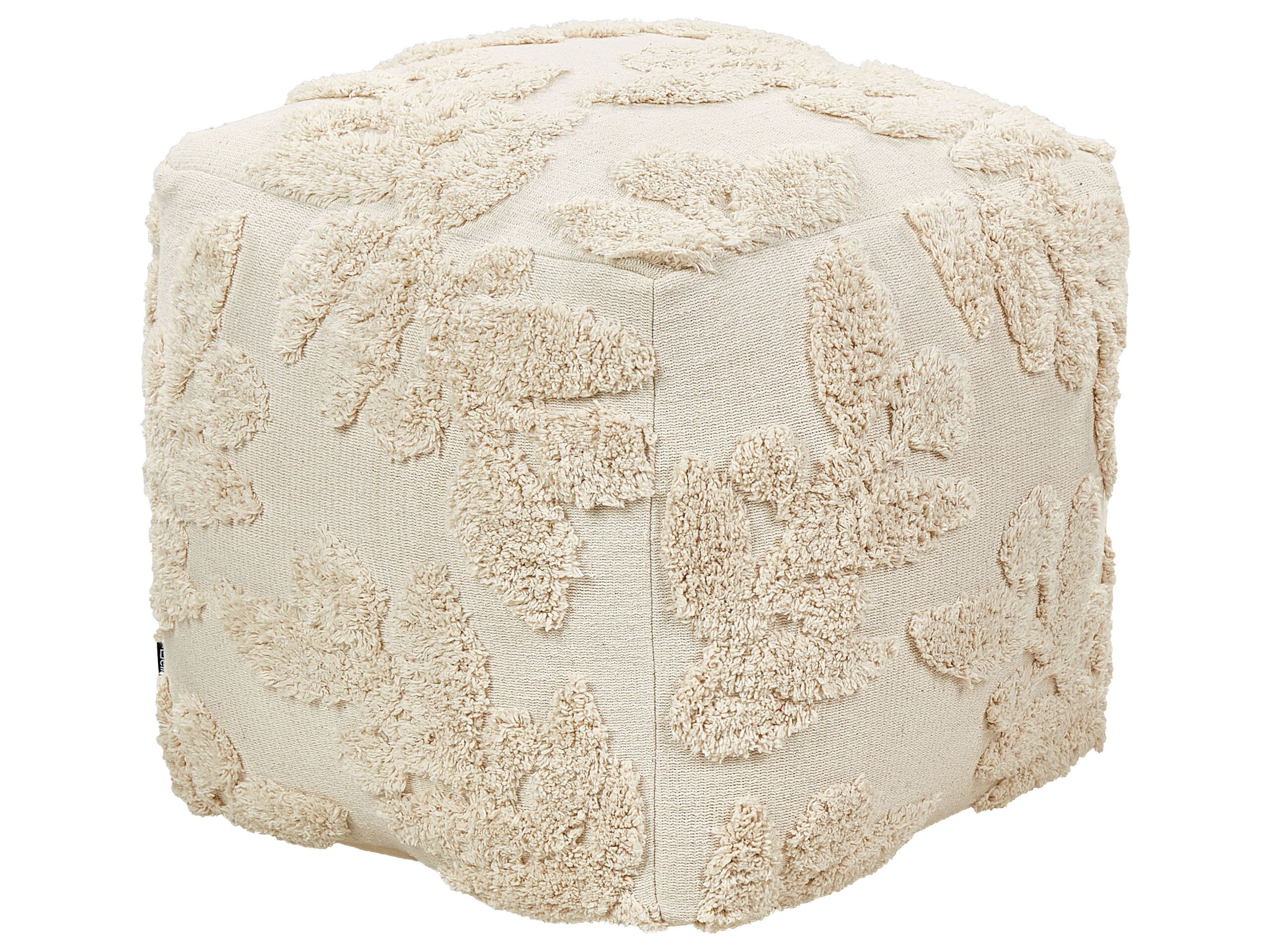 Cotton Pouffe 50 x 50 x 50 cm Beige MULTAN - Gemini Interiors