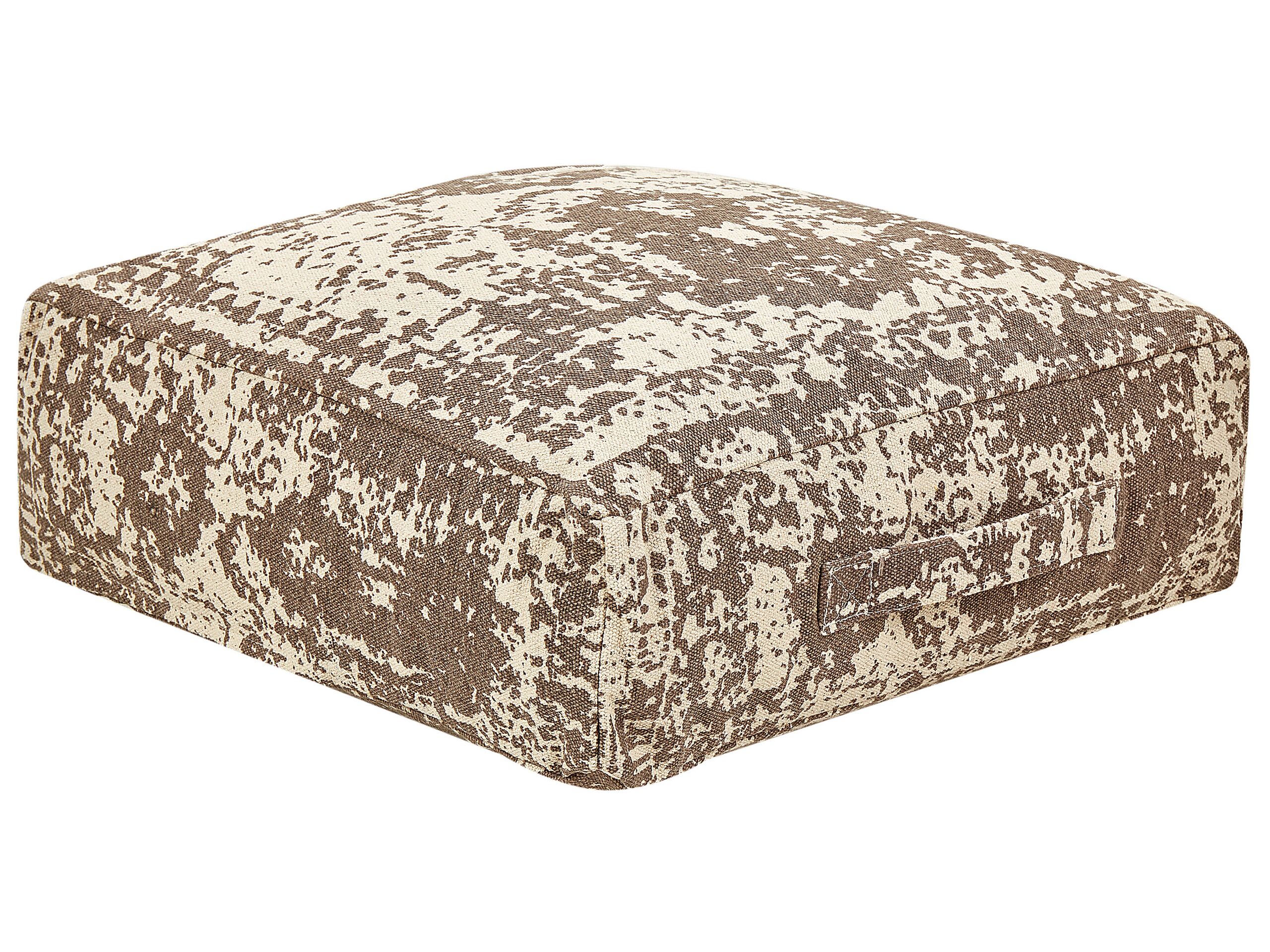 Cotton Floor Cushion 50 x 50 x 20 cm Beige and Brown SHASA - Gemini Interiors