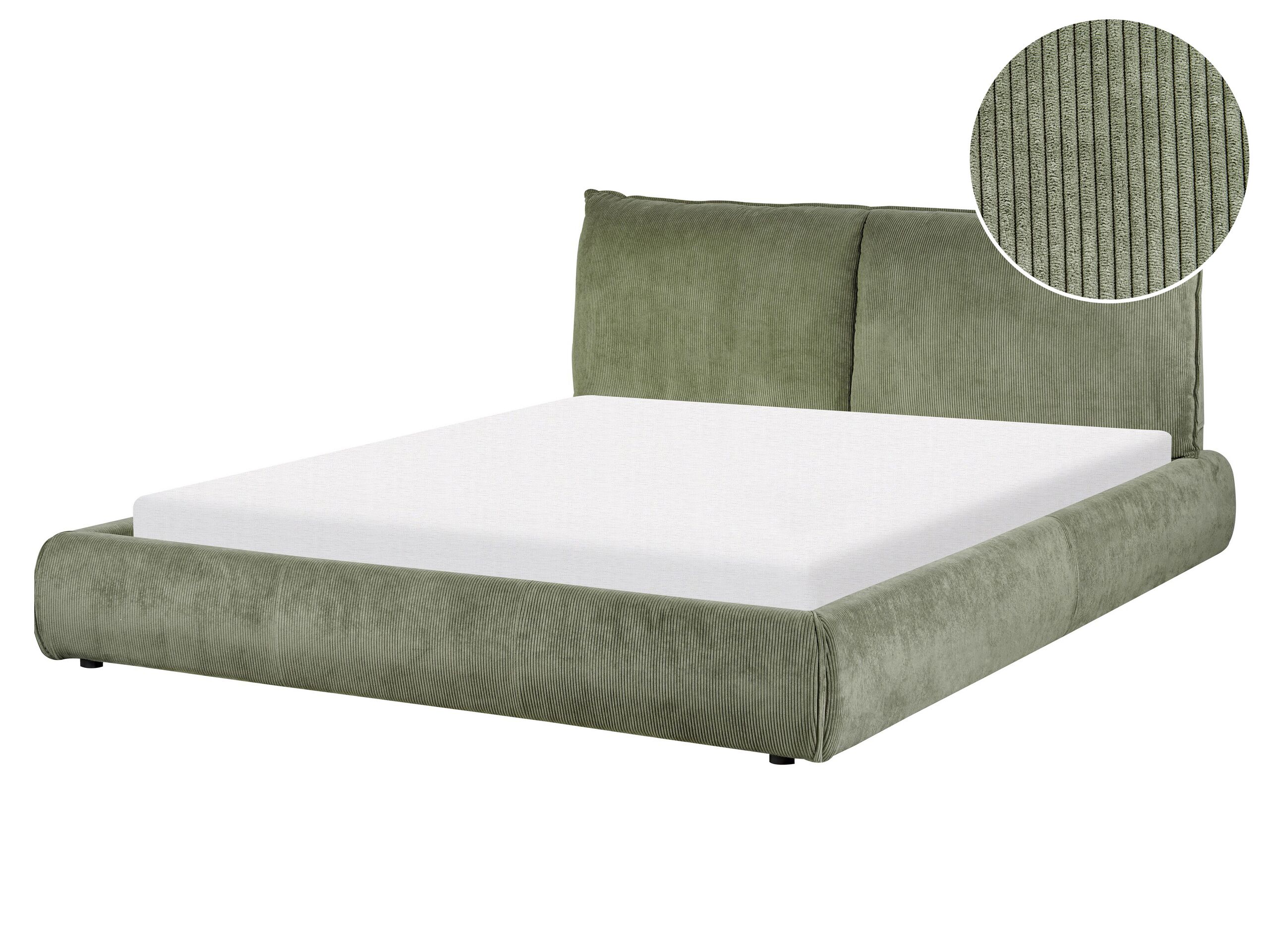 Corduroy EU King Size Bed Green VINAY - Gemini Interiors