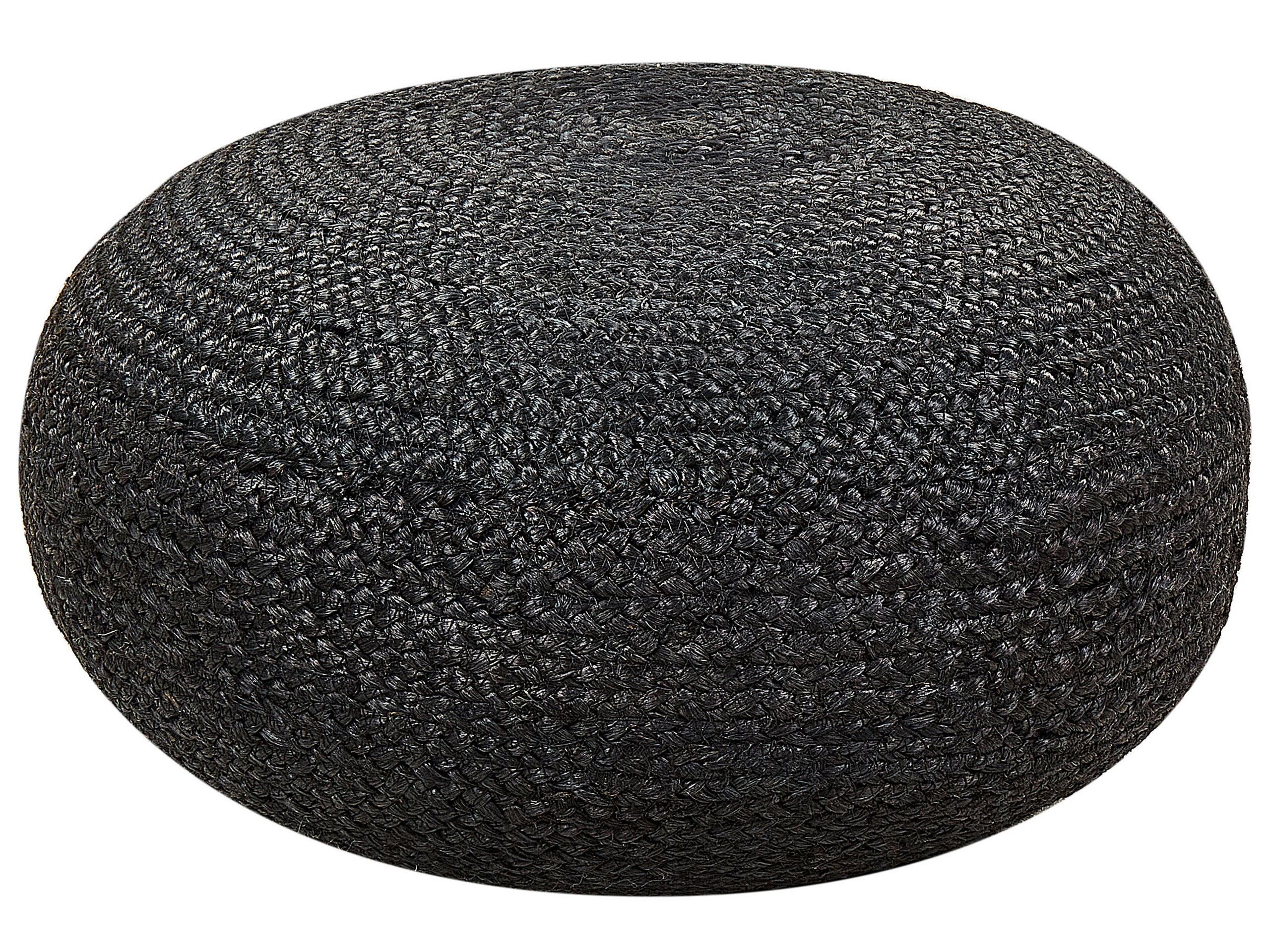 Jute Woven Pouffe Black TIFELT - Gemini Interiors