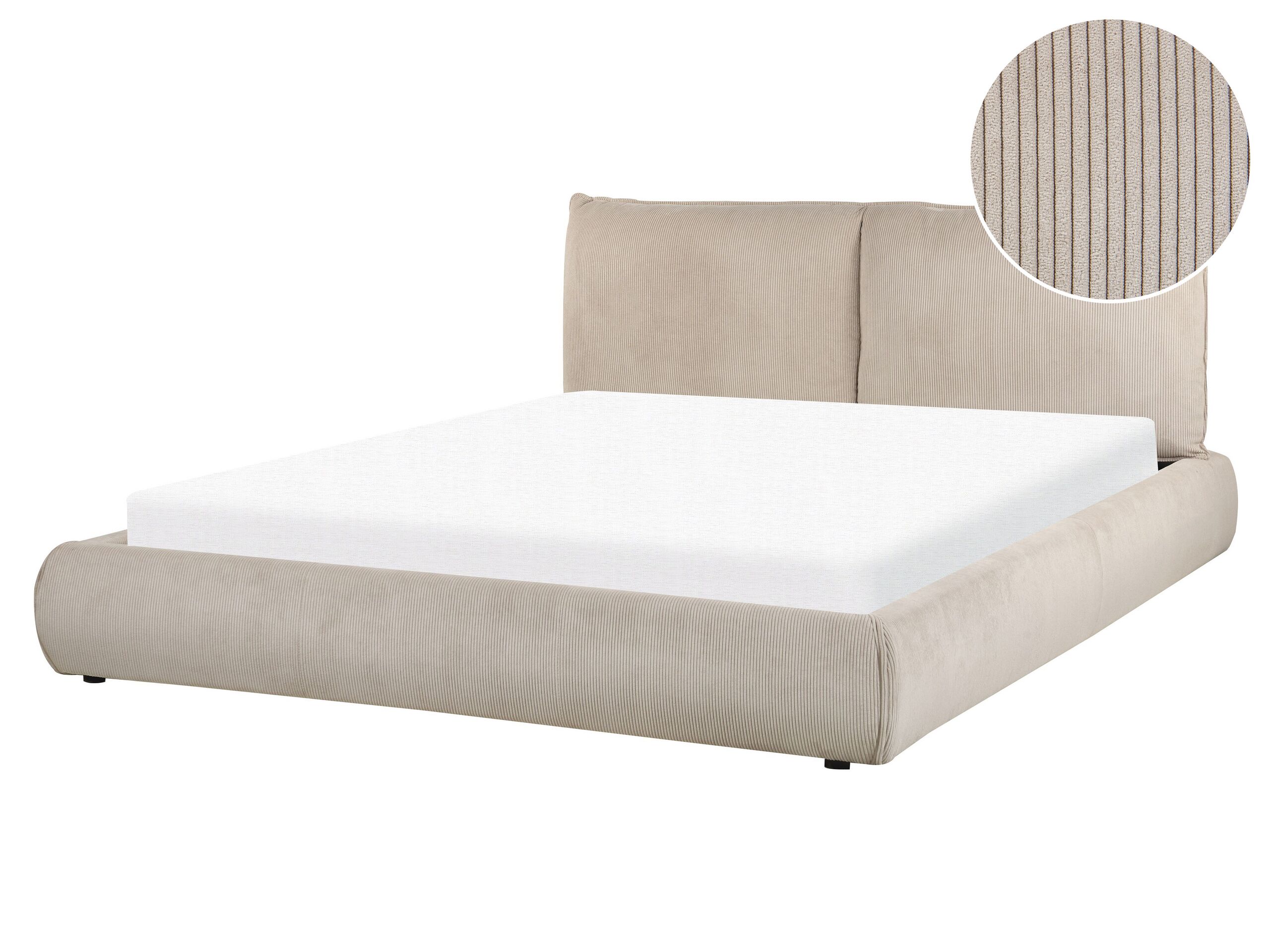 Corduroy EU King Size Bed Taupe VINAY - Gemini Interiors