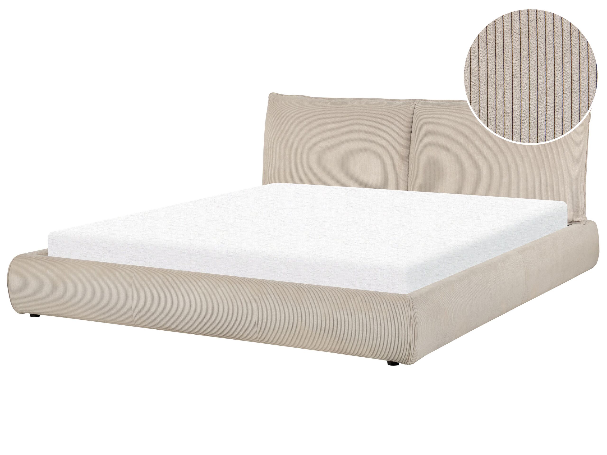 Corduroy EU Super King Size Bed Taupe VINAY - Gemini Interiors