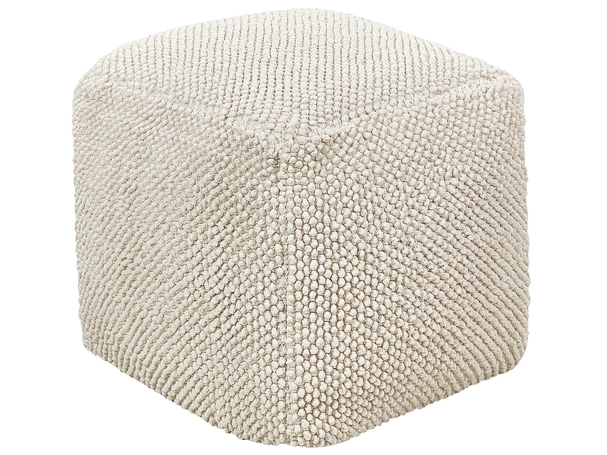 Cotton Pouffe 45 x 45 x 45 Beige JOARA - Gemini Interiors