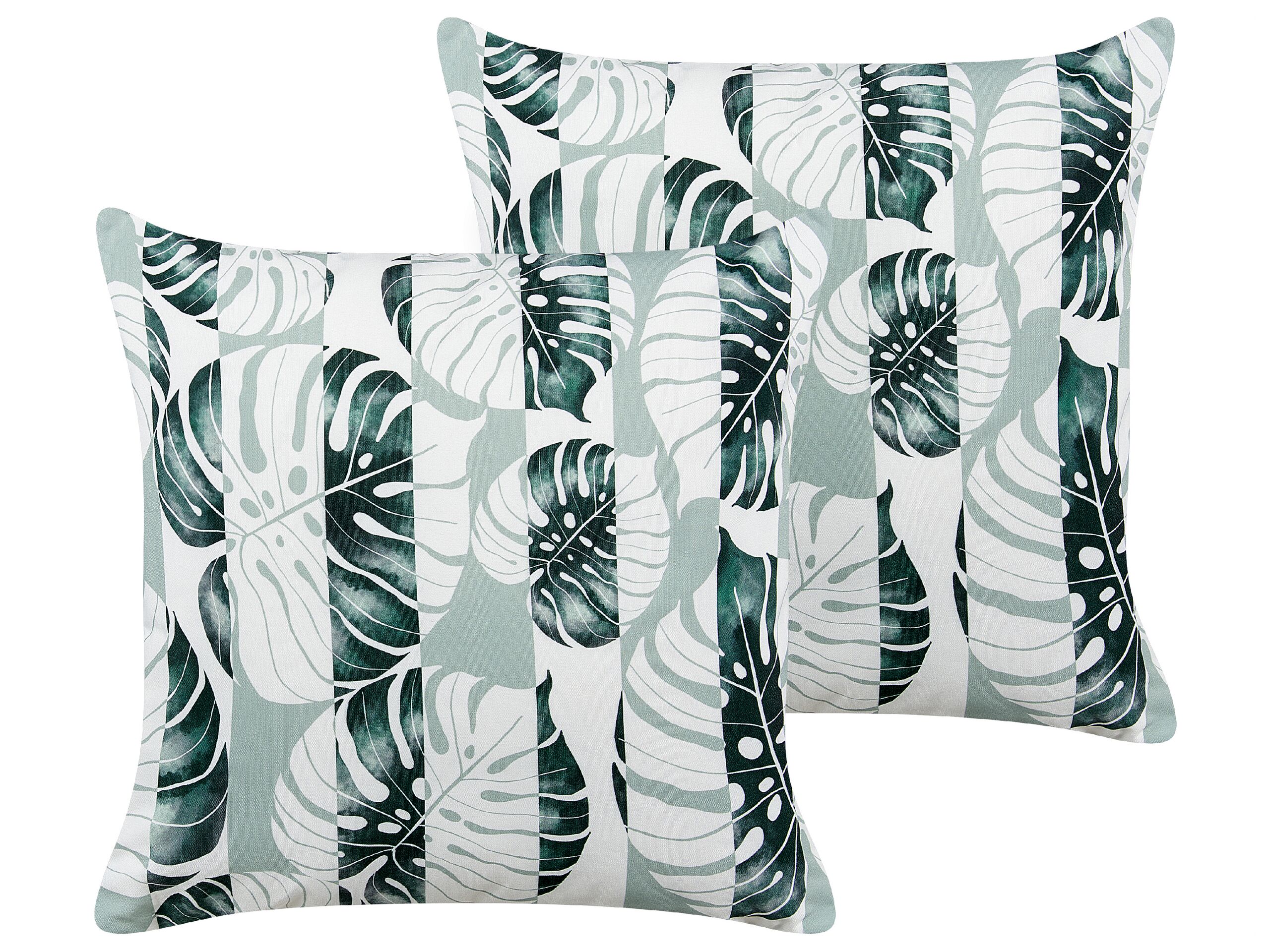 Set of 2 Outdoor Cushions Leaf Pattern 45 x 45 cm Green TERMINI - Gemini Interiors