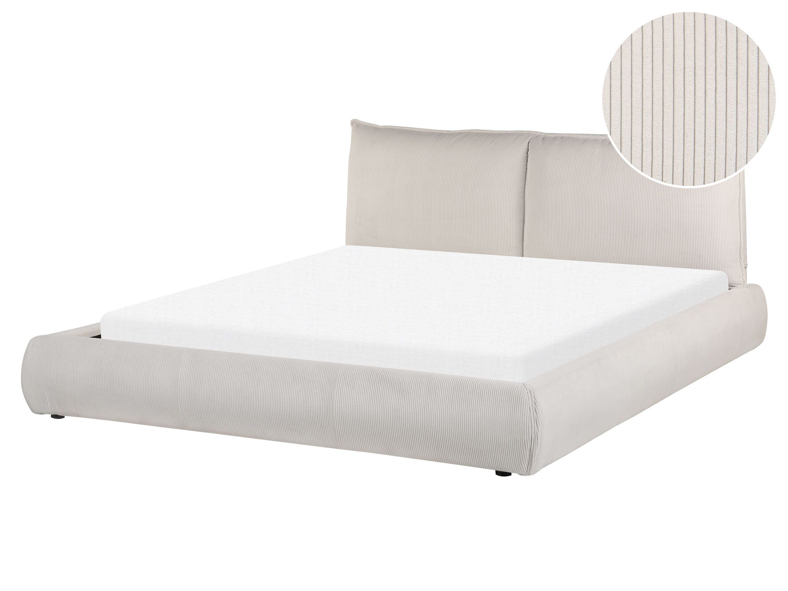 Corduroy EU King Size Waterbed Beige VINAY - Gemini Interiors