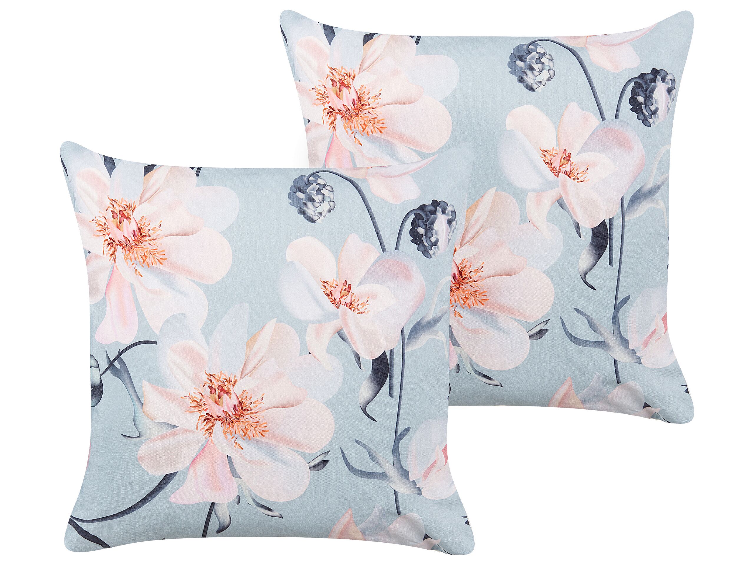 Set of 2 Outdoor Cushions Floral Pattern 45 x 45 cm Blue APRICALE - Gemini Interiors