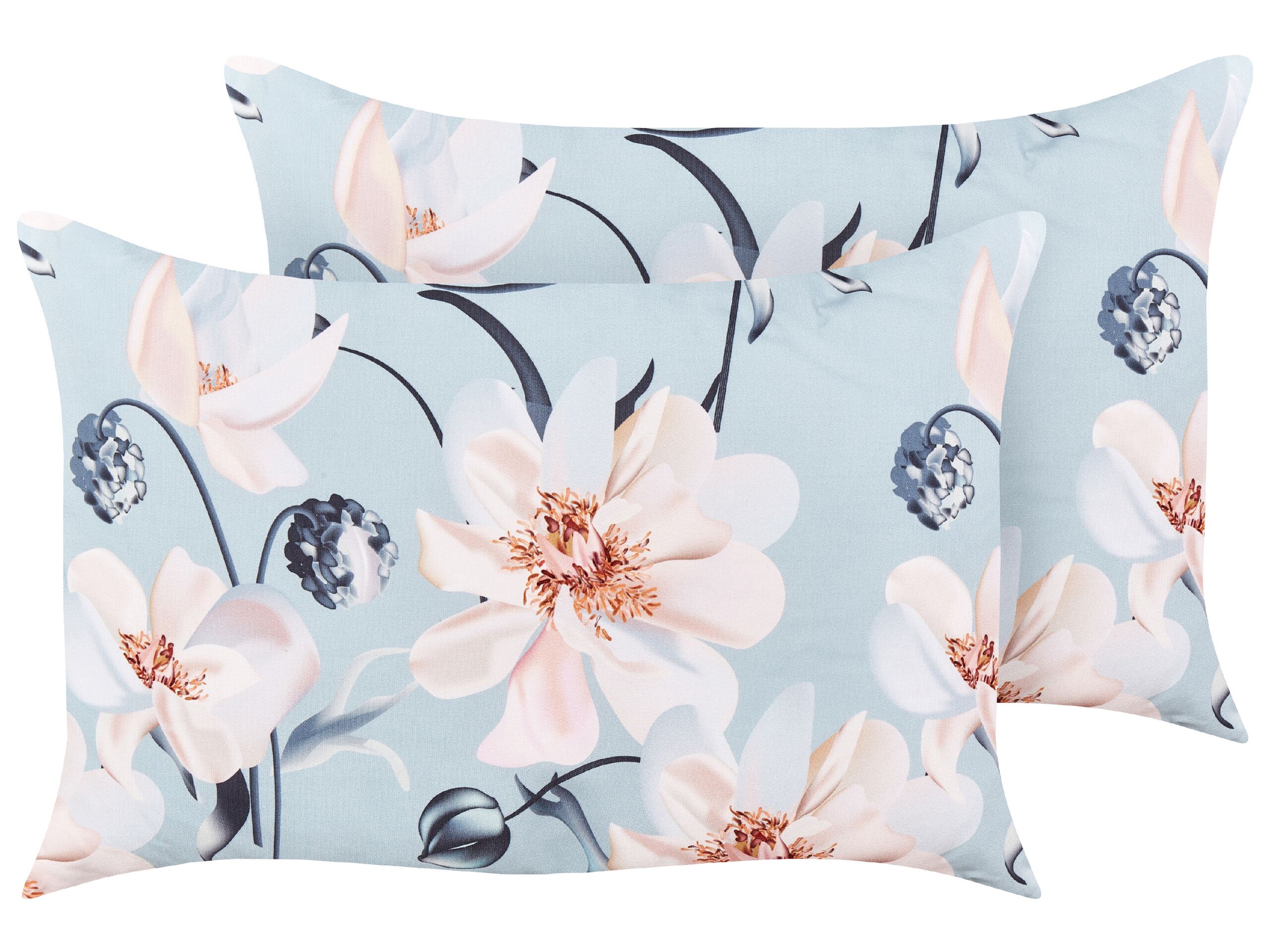 Set of 2 Outdoor Cushions Floral Pattern 40 x 60 cm Blue APRICALE - Gemini Interiors