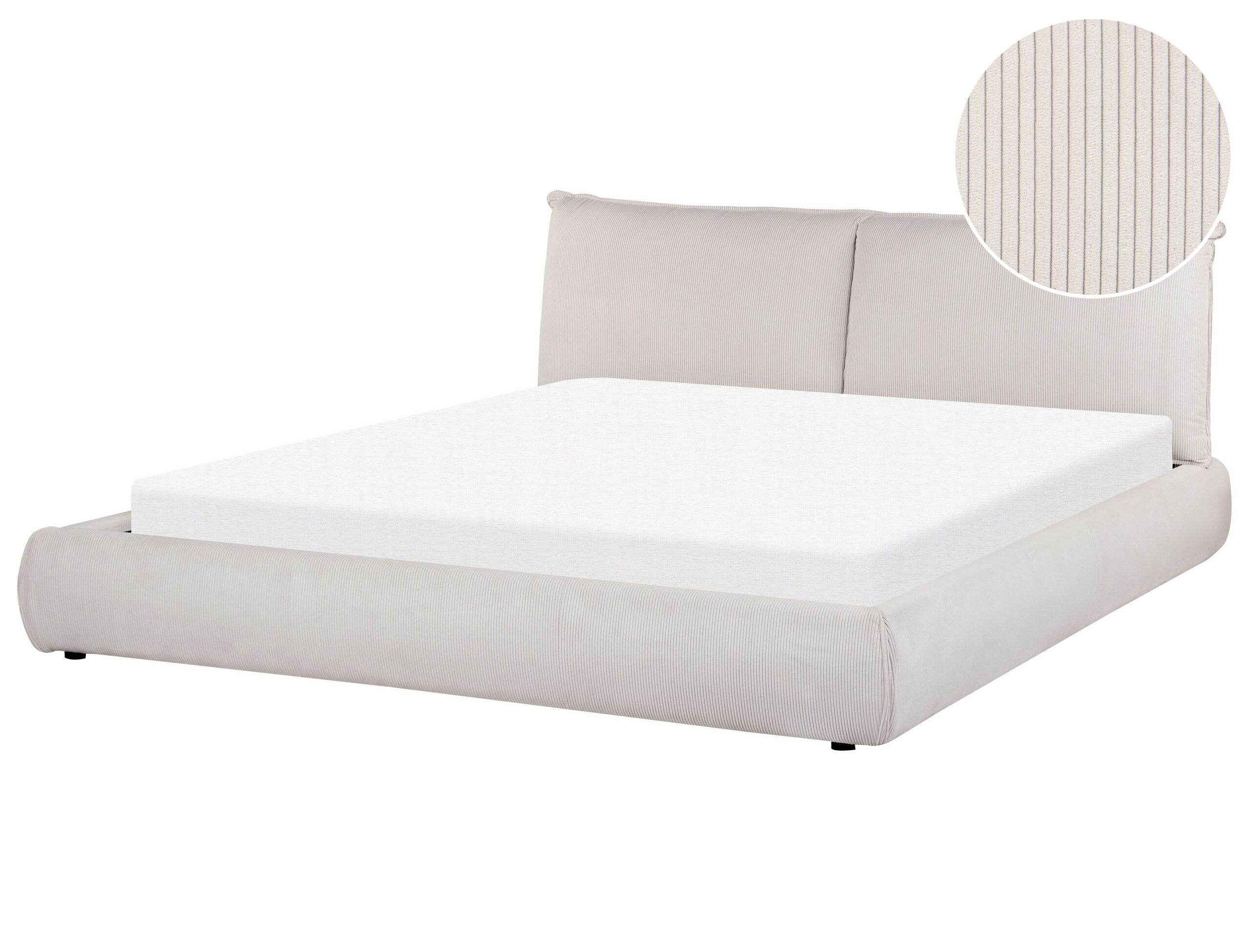 Corduroy EU Super King Size Waterbed Beige VINAY - Gemini Interiors