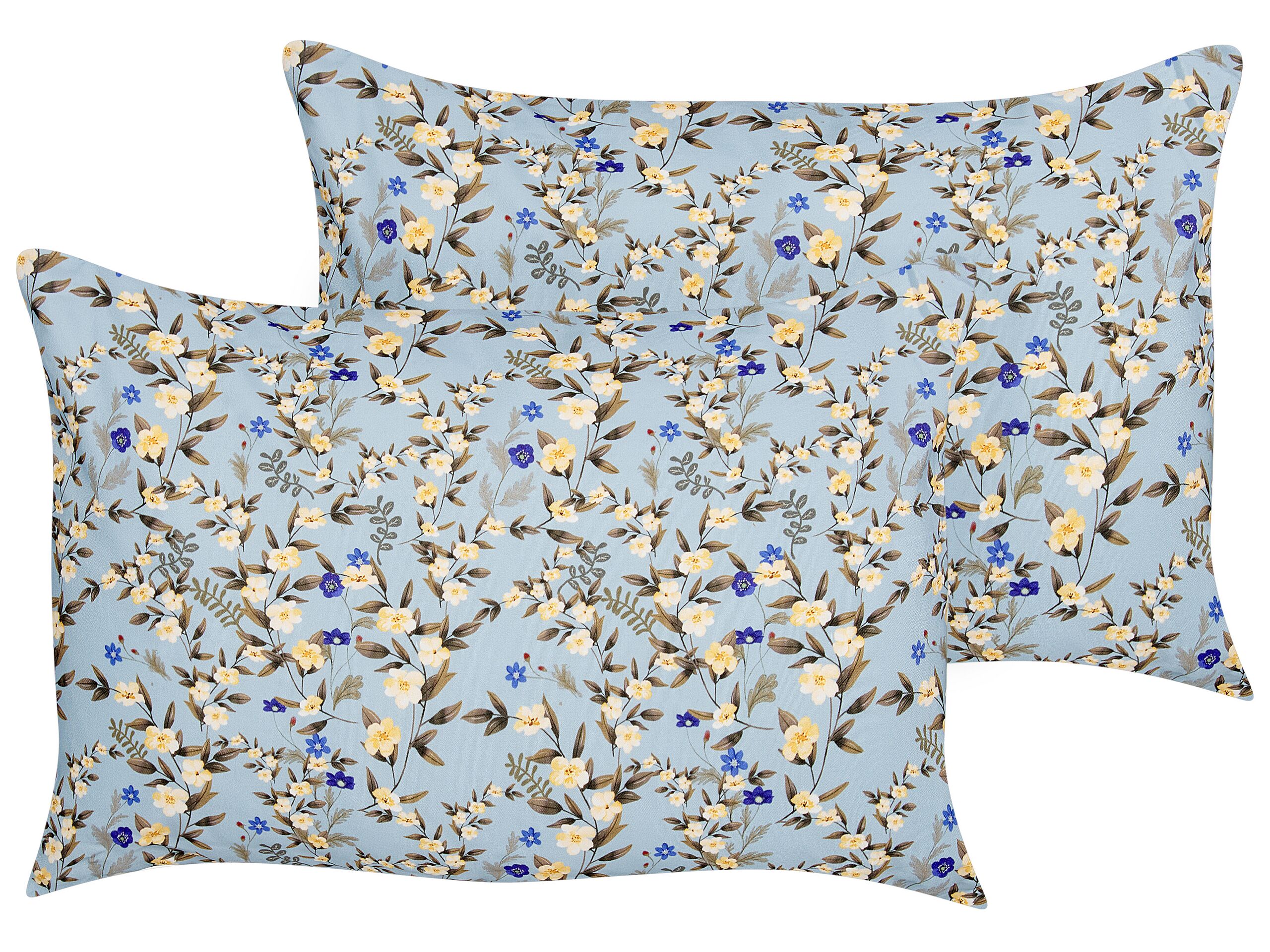 Set of 2 Outdoor Cushions Floral Motif 40 x 60 cm Blue VALLORIA - Gemini Interiors