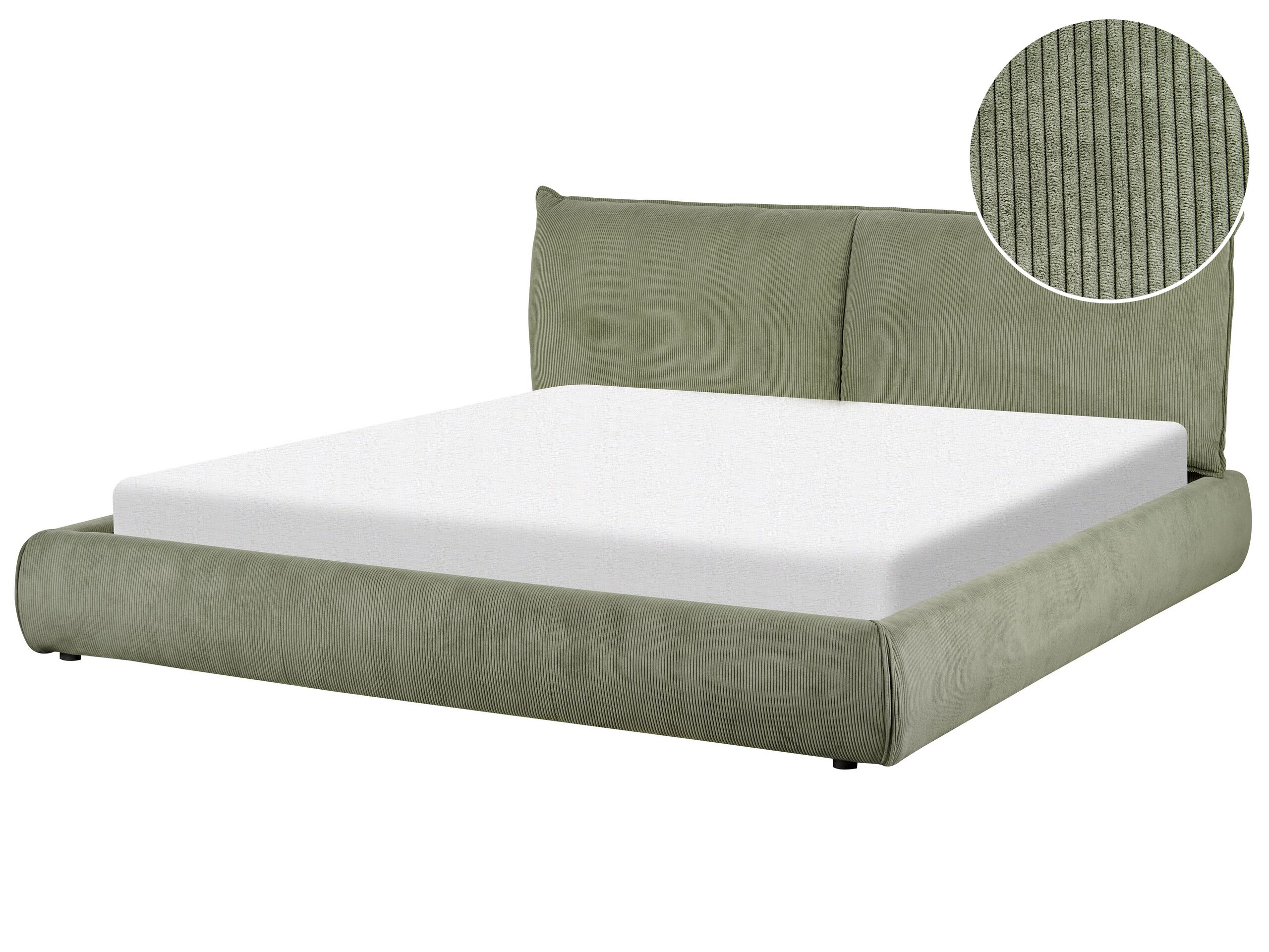 Corduroy EU Super King Size Waterbed Green VINAY - Gemini Interiors