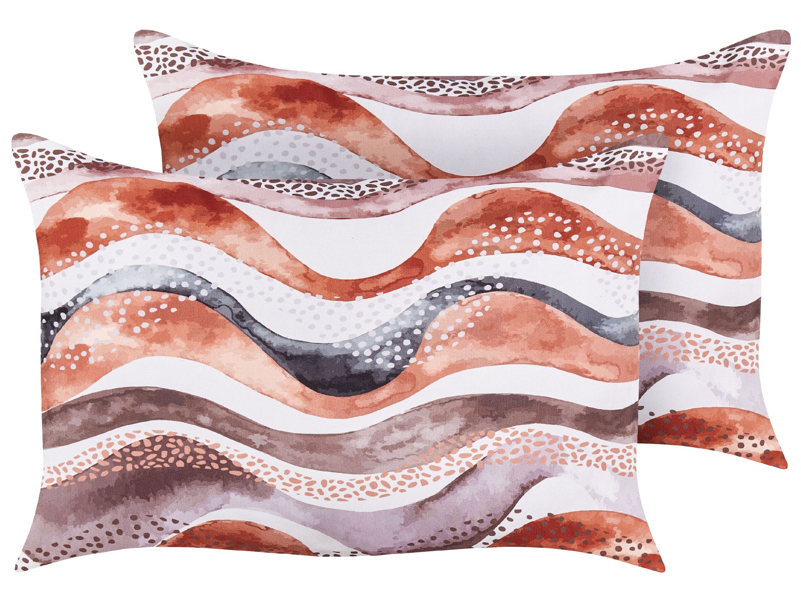 Set of 2 Outdoor Cushions Abstract Pattern 40 x 60 cm Brown SEBORGA - Gemini Interiors