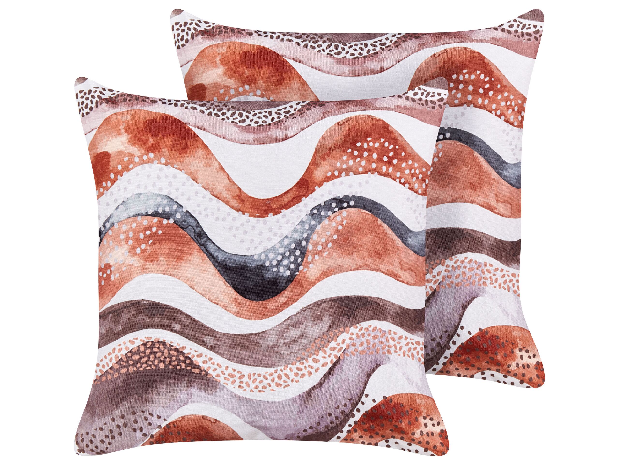 Set of 2 Outdoor Cushions Abstract Pattern 45 x 45 cm Brown SEBORGA - Gemini Interiors