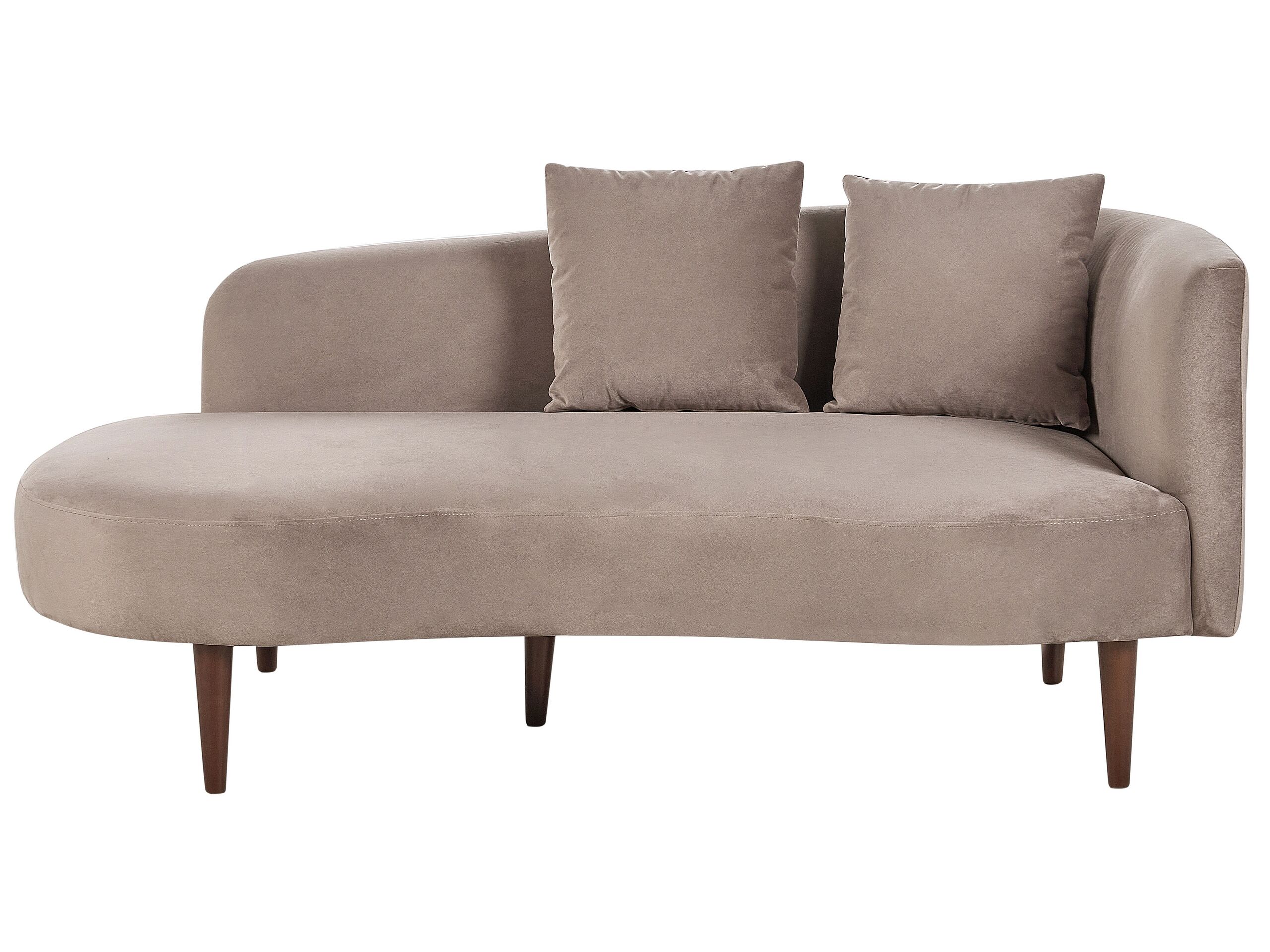 Right Hand Velvet Chaise Lounge Taupe CHAUMONT - Gemini Interiors