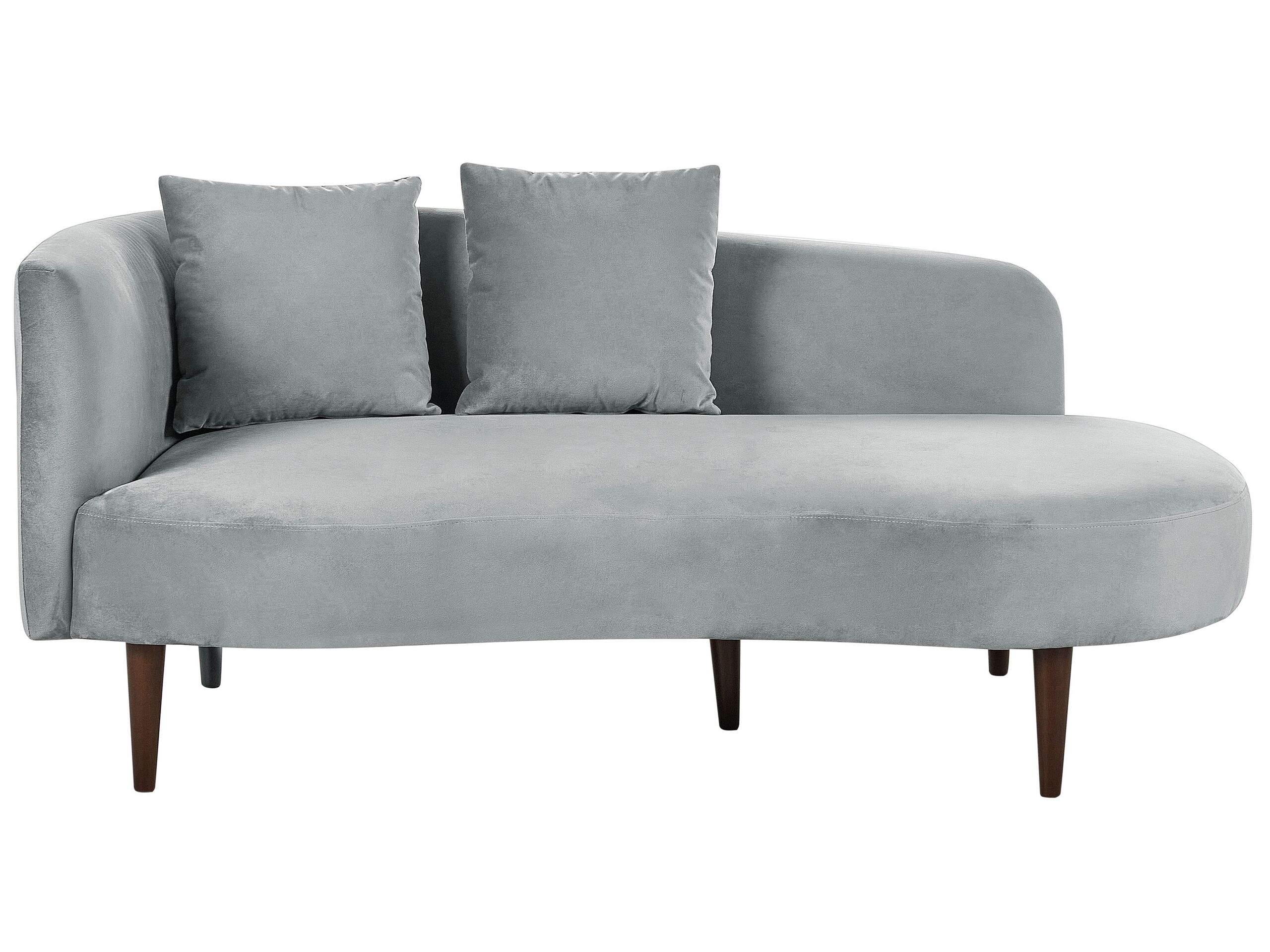 Left Hand Velvet Chaise Lounge Light Grey CHAUMONT - Gemini Interiors