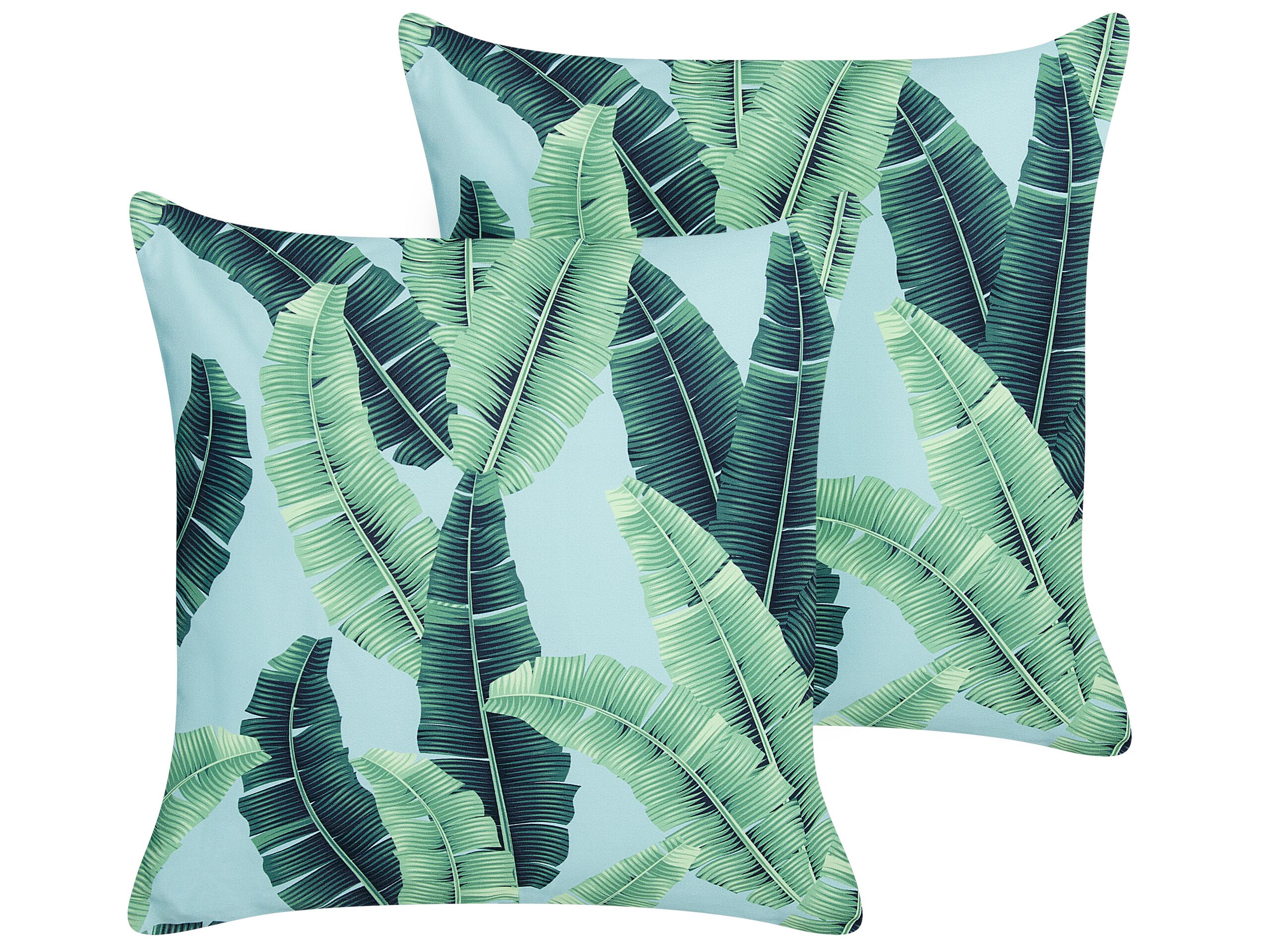 Set of 2 Outdoor Cushions Leaf Motif 45 x 45 cm Green BOISSANO - Gemini Interiors
