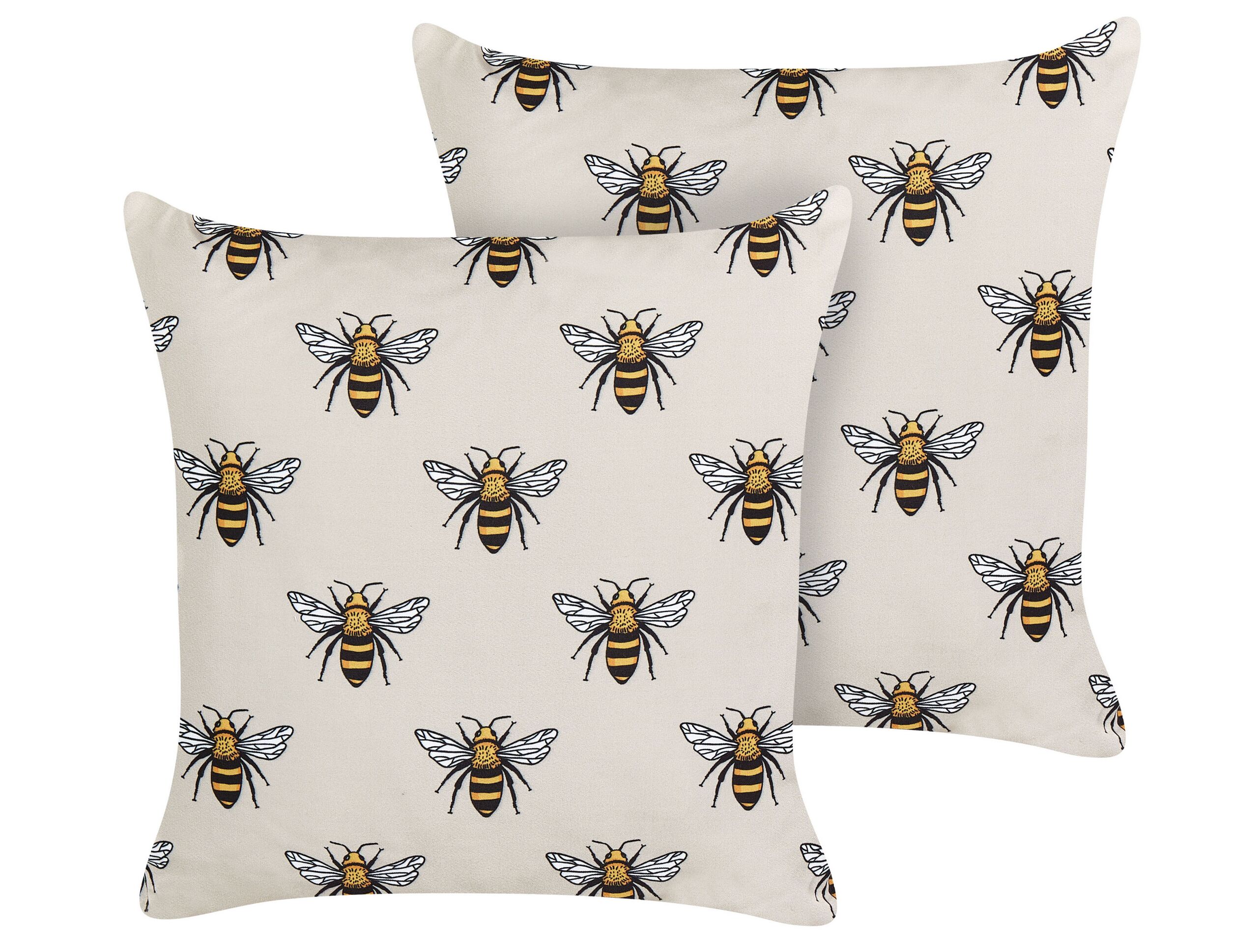 Set of 2 Outdoor Cushions Bee Pattern 45 x 45 cm Beige CANNETO - Gemini Interiors