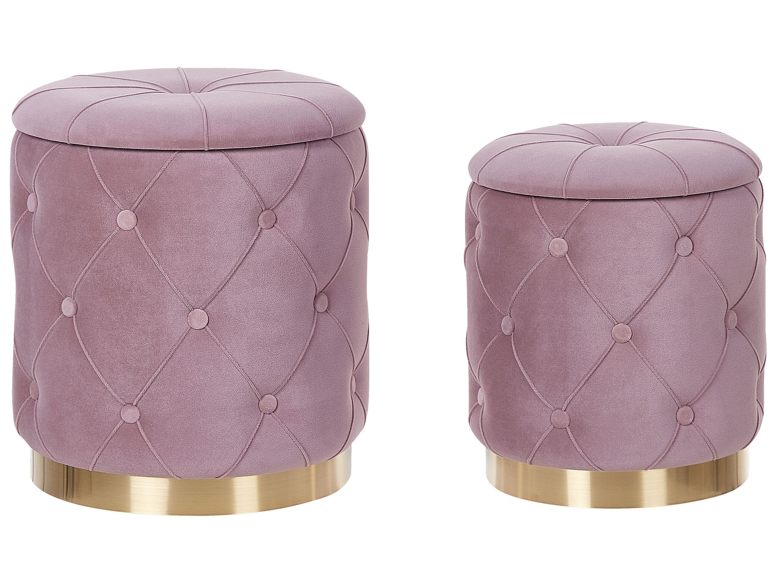 Set of 2 Storage Pouffes Pink PUEBLO - Gemini Interiors