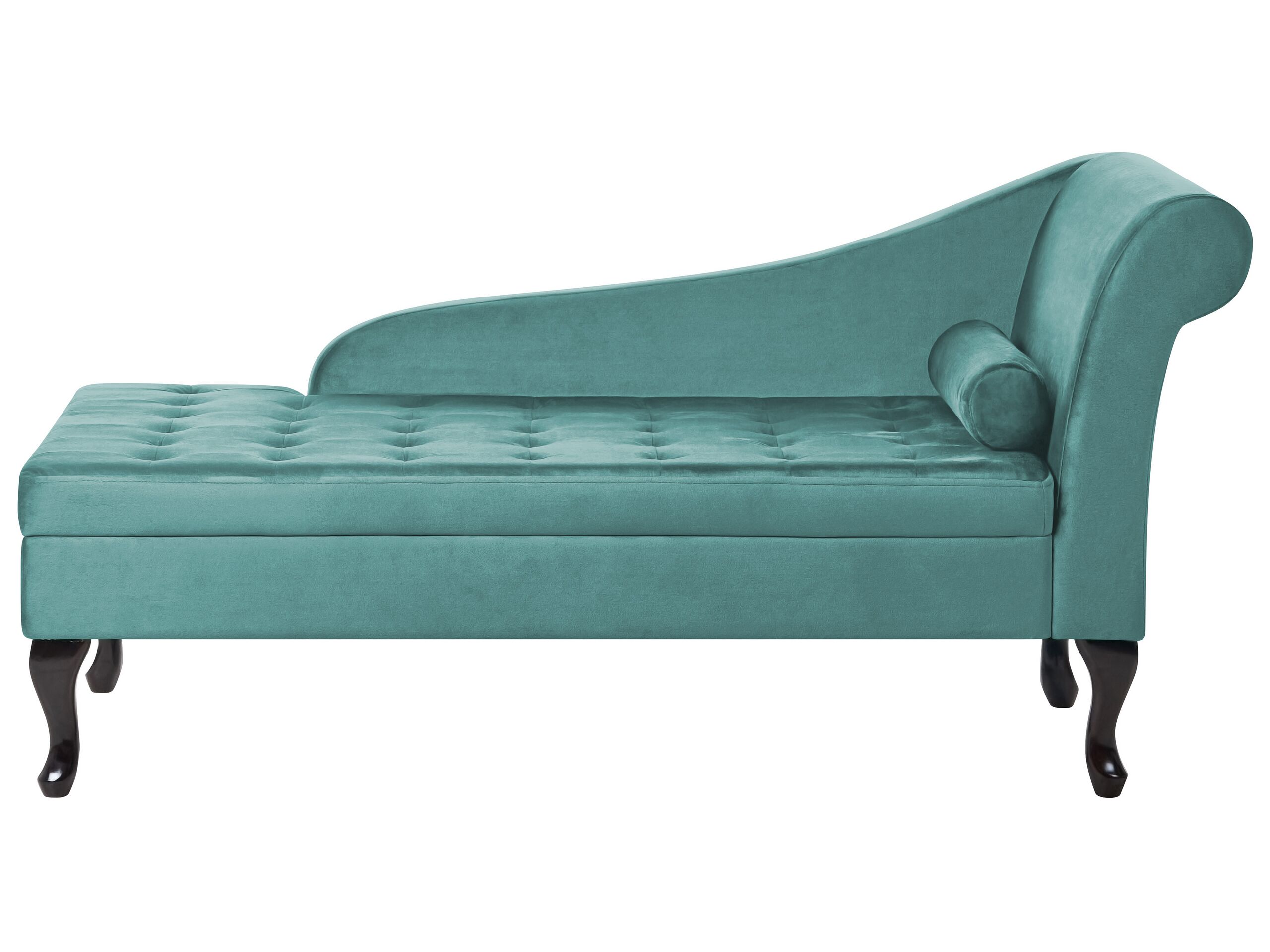 Right Hand Velvet Chaise Lounge with Storage Teal PESSAC - Gemini Interiors
