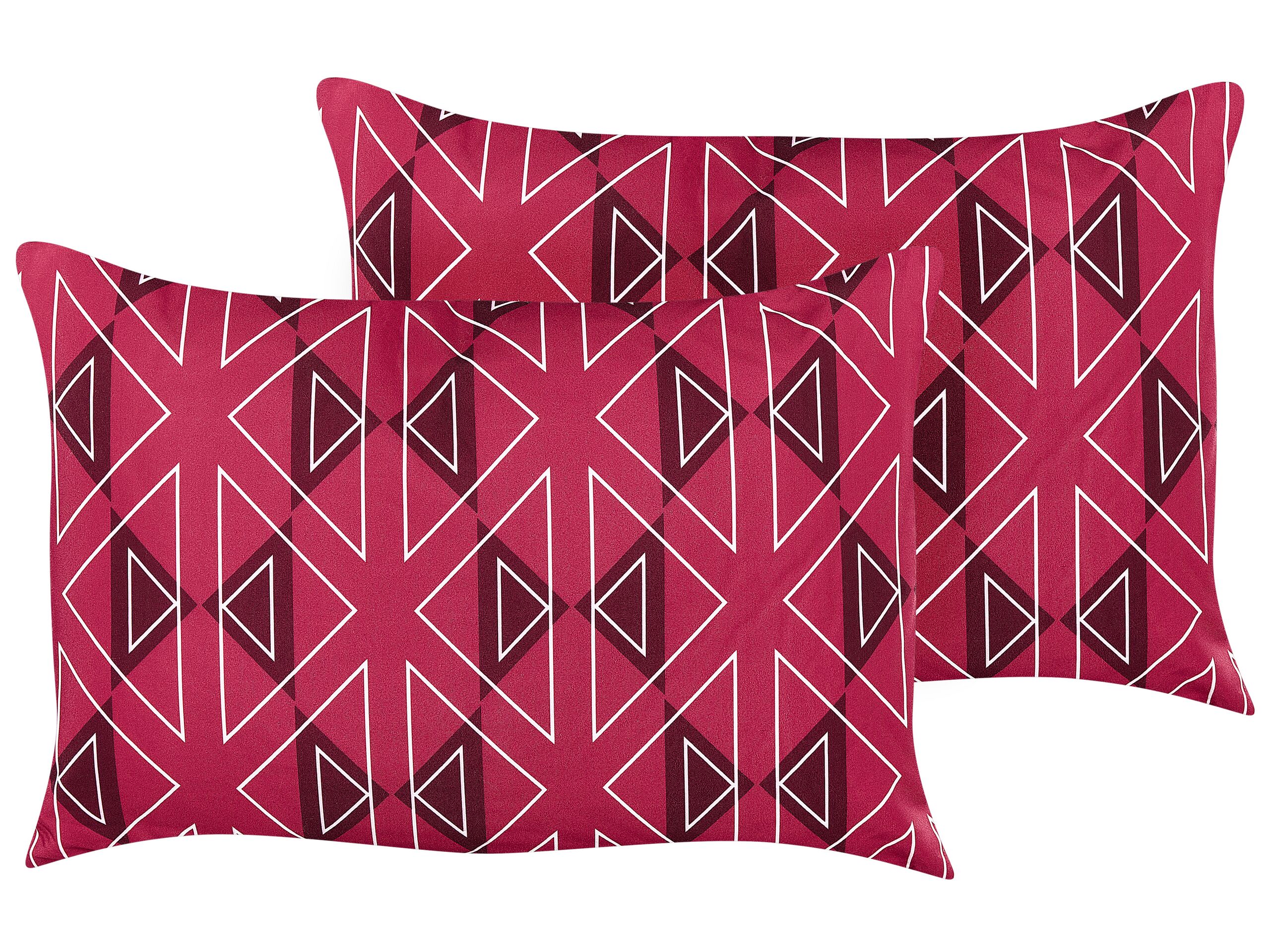 Set of 2 Outdoor Cushions Geometric Pattern 40 x 60 cm Pink MEZZANO - Gemini Interiors