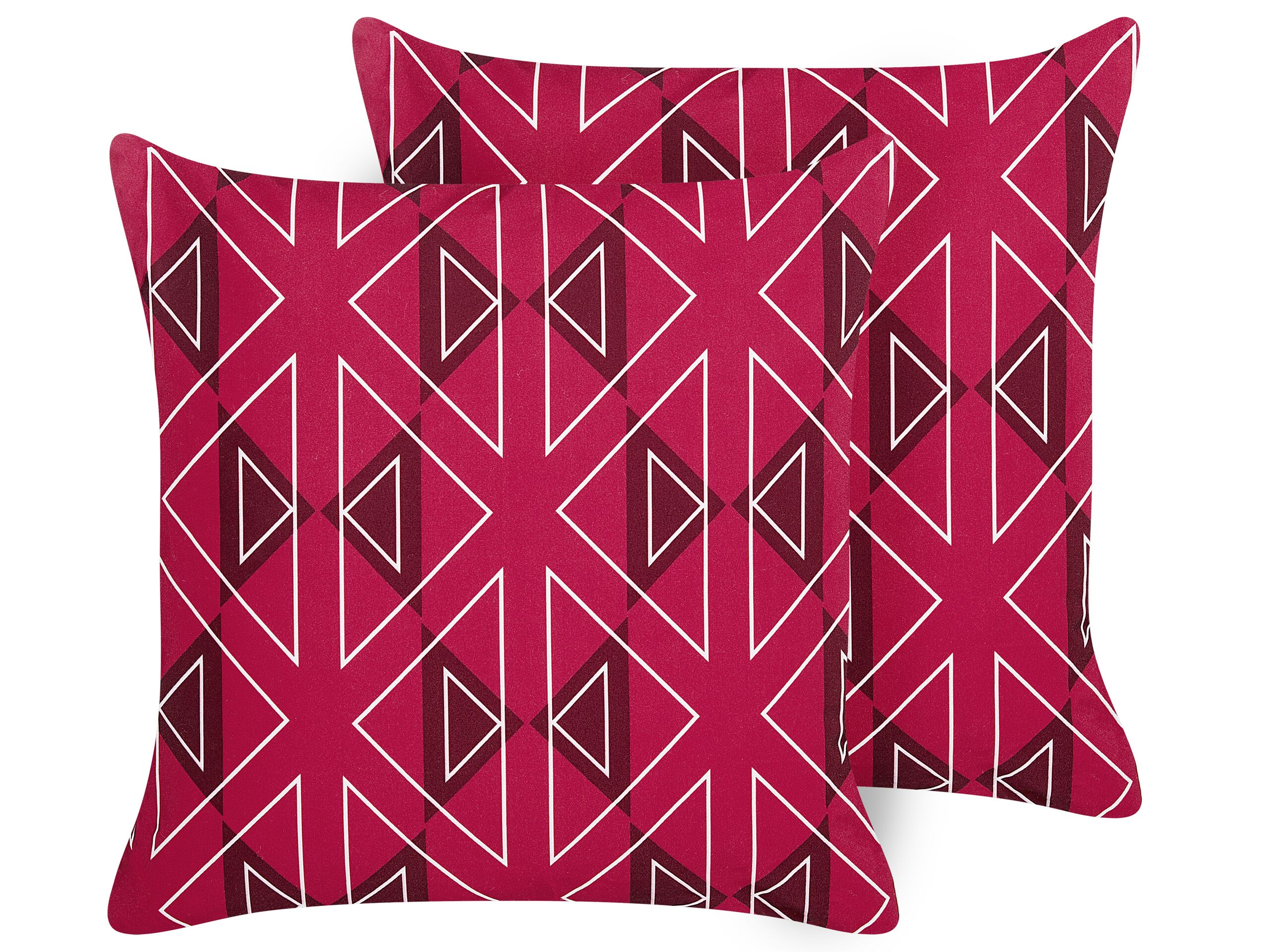 Set of 2 Outdoor Cushions Geometric Pattern 45 x 45 cm Pink MEZZANO - Gemini Interiors