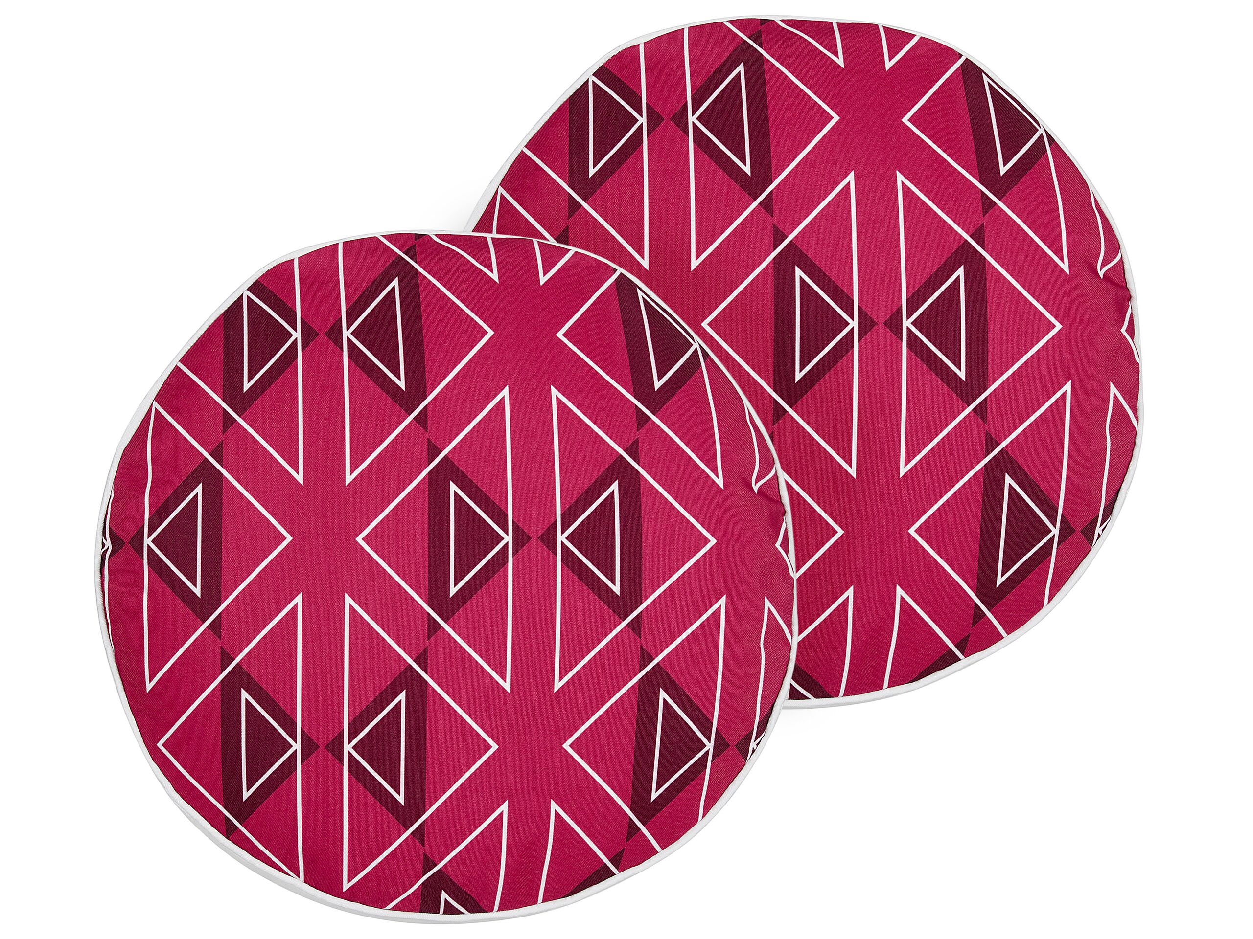 Set of 2 Outdoor Cushions Geometric Pattern âŒ€ 40 cm Pink MEZZANO - Gemini Interiors