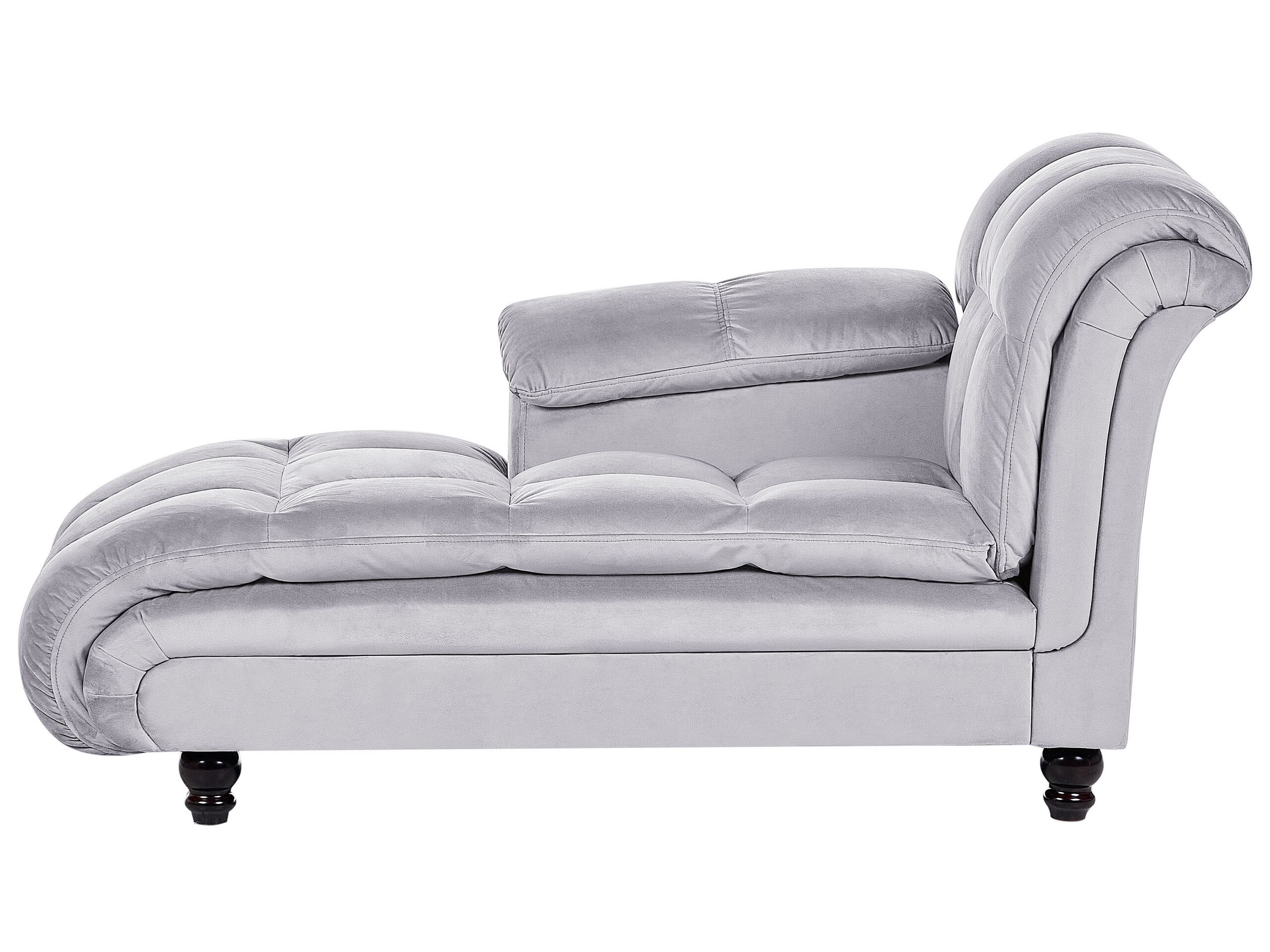 Right Hand Velvet Chaise Lounge Grey LORMONT - Gemini Interiors