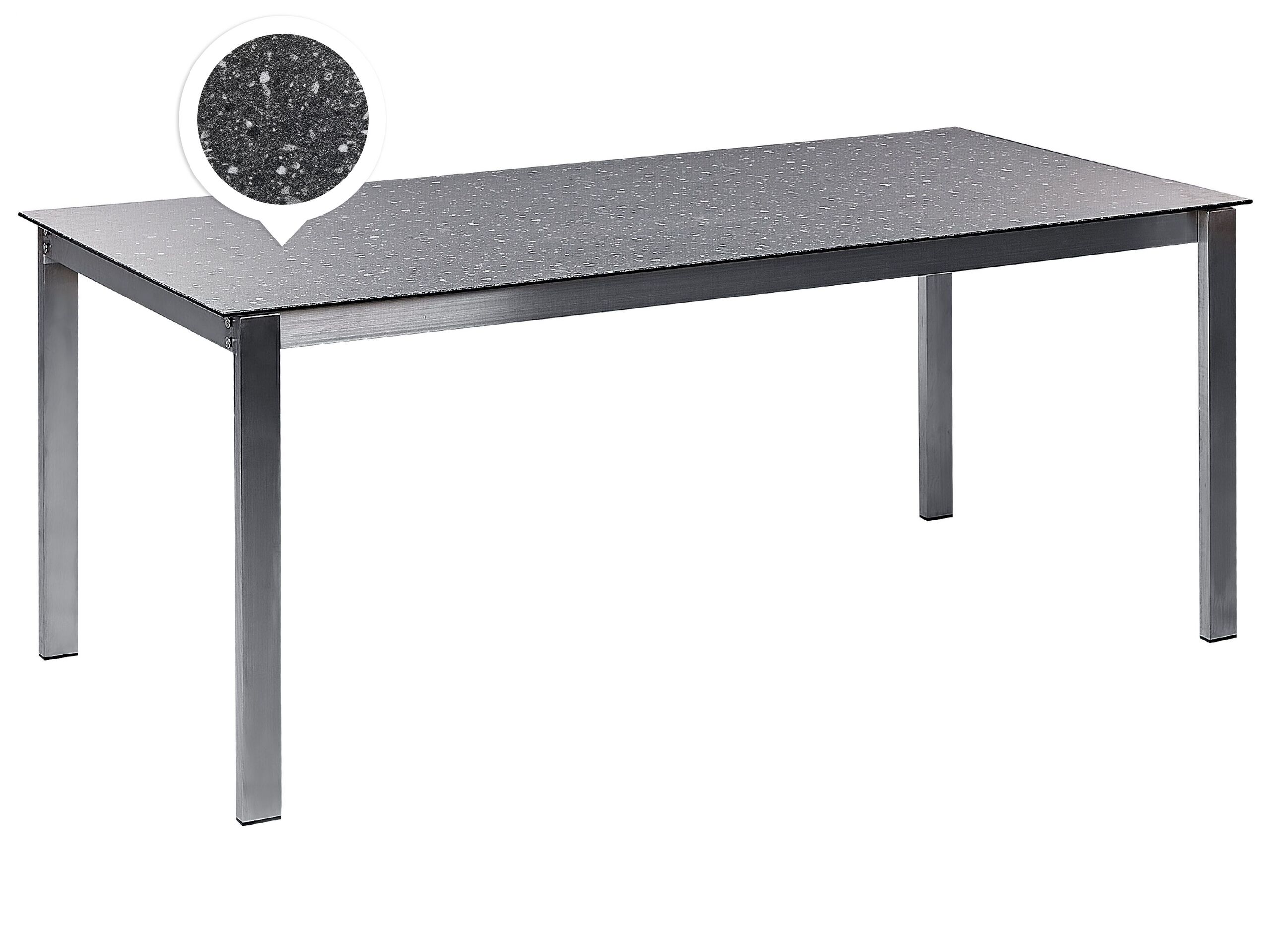 Garden Dining Table Glass Top 180 x 90 cm Black COSOLETO - Gemini Interiors
