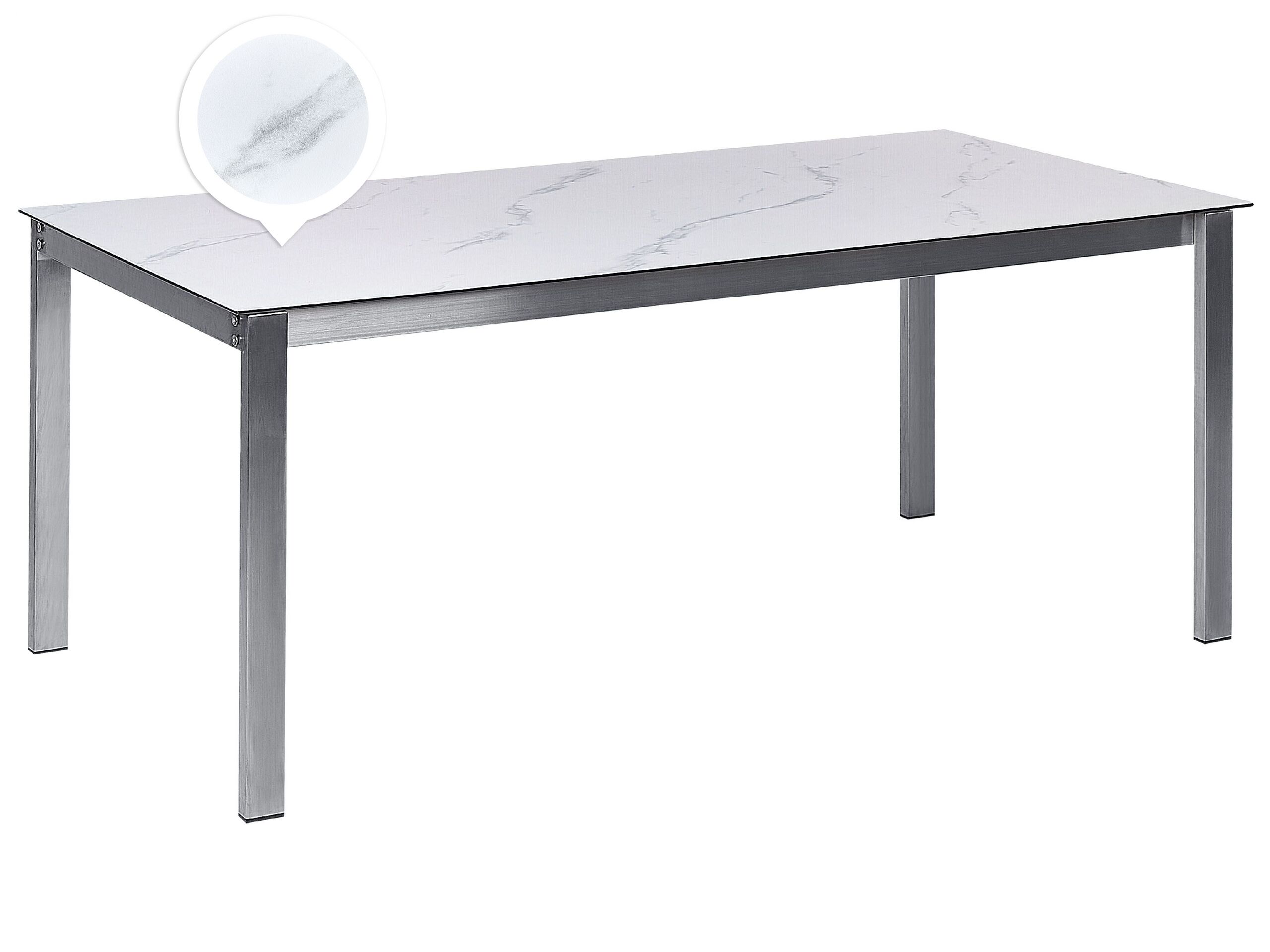 Garden Dining Table Glass Top 180 x 90 cm Marble Effect COSOLETO - Gemini Interiors