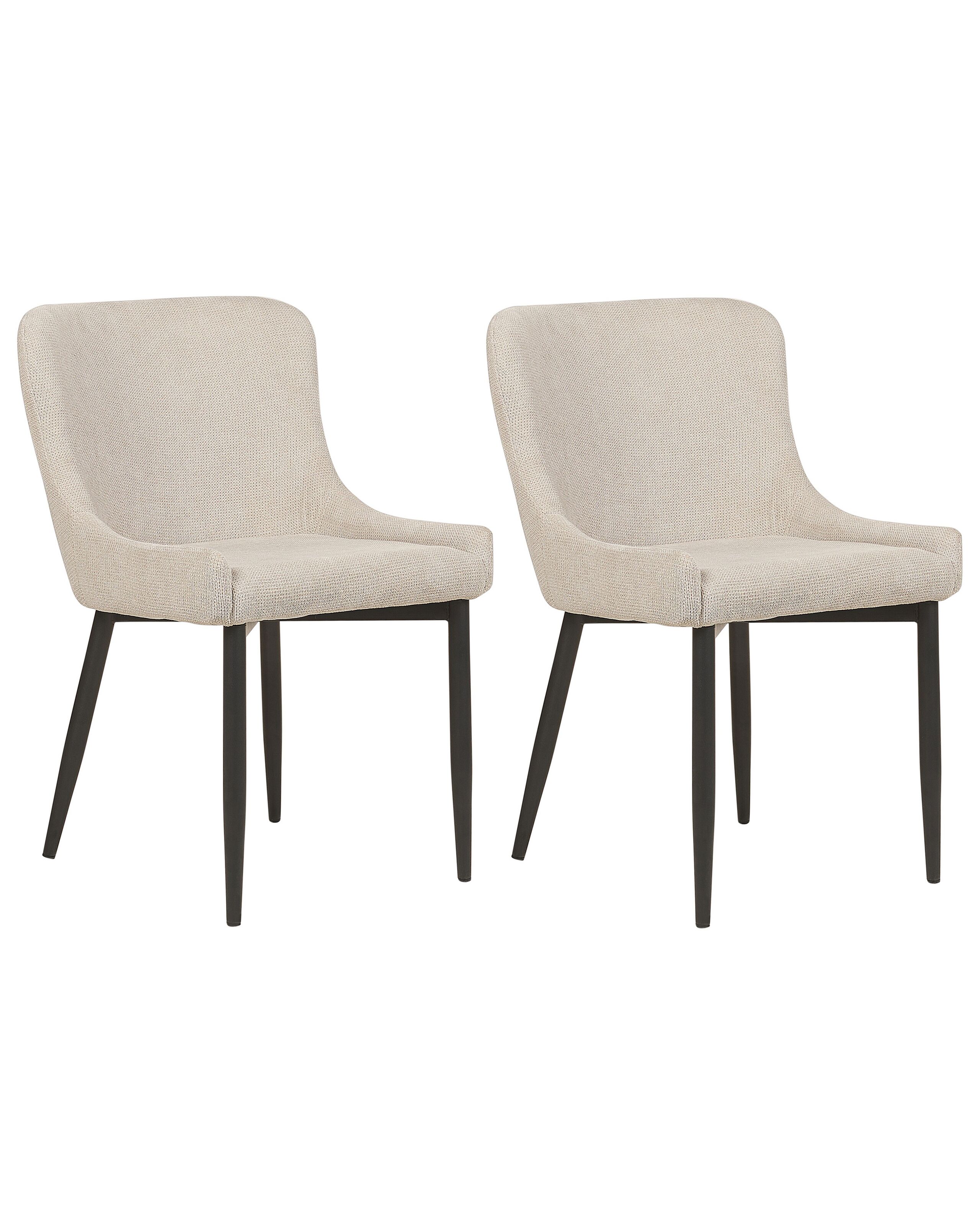 Set of 2 Dining Chairs Light Beige EVERLY - Gemini Interiors