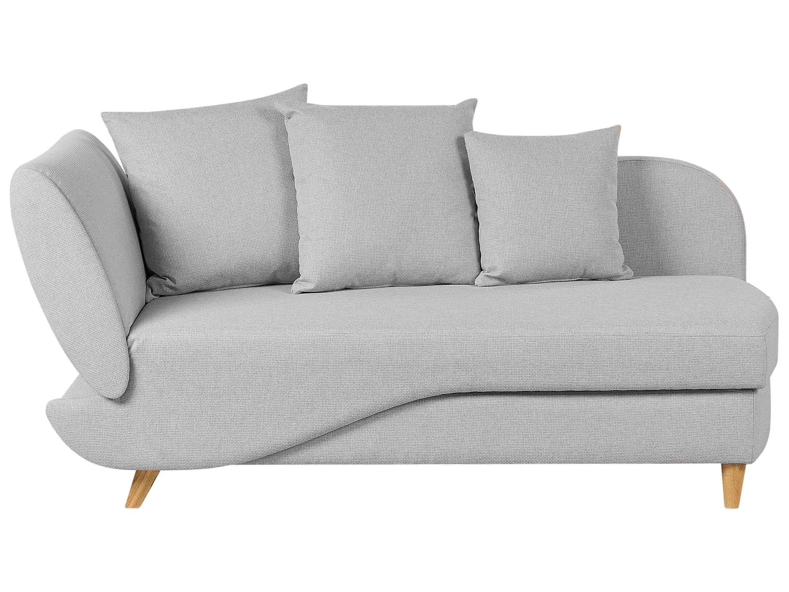 Left Hand Fabric Chaise Lounge with Storage Light Grey MERI II - Gemini Interiors