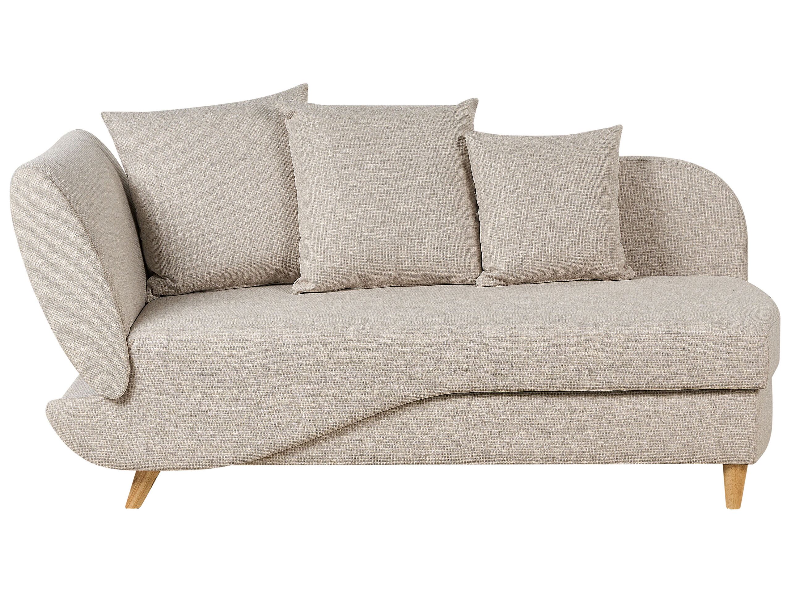 Left Hand Fabric Chaise Lounge with Storage Beige MERI II - Gemini Interiors
