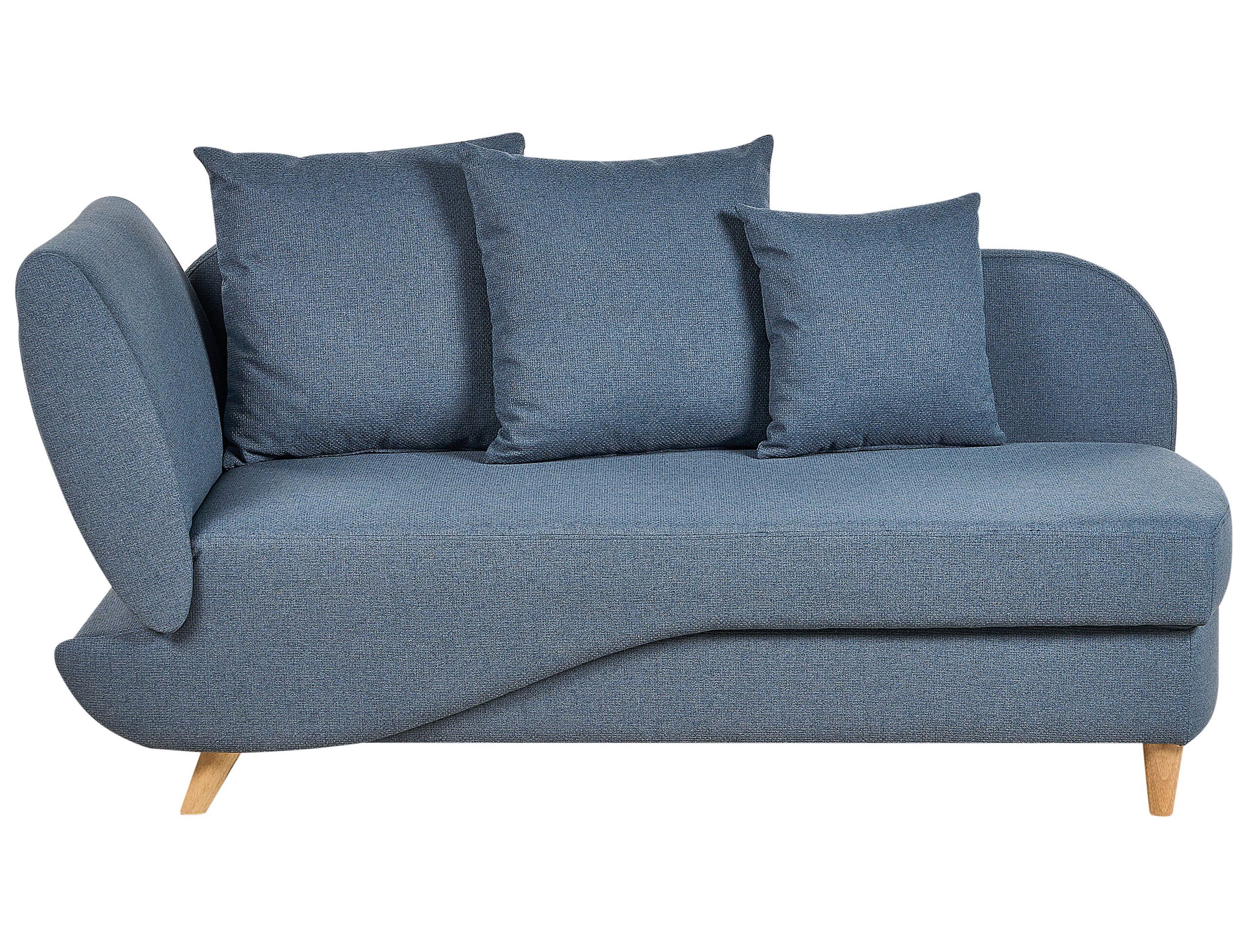 Left Hand Fabric Chaise Lounge with Storage Blue MERI II - Gemini Interiors