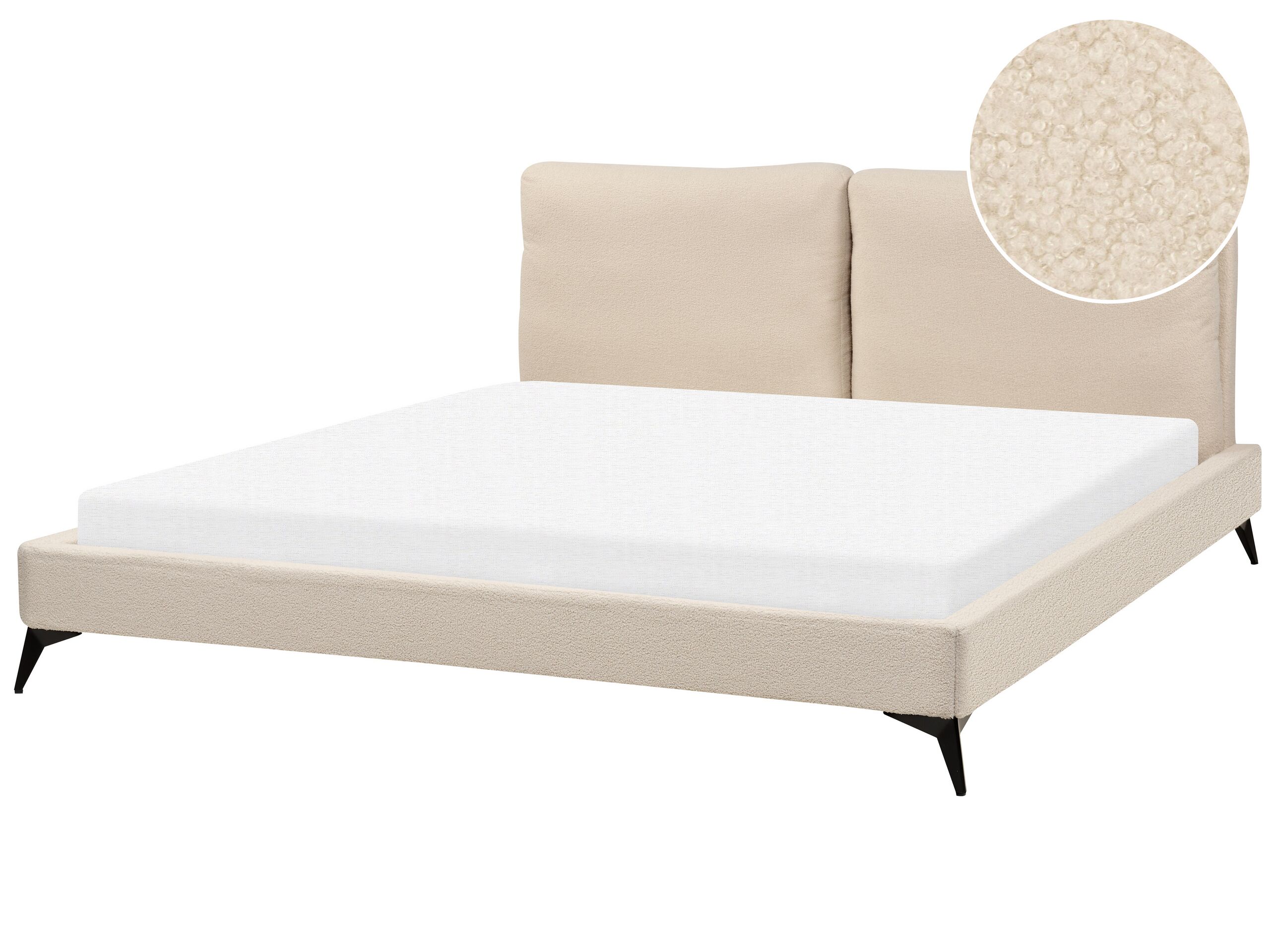 Boucle EU Super King Size Bed Beige MELLE - Gemini Interiors