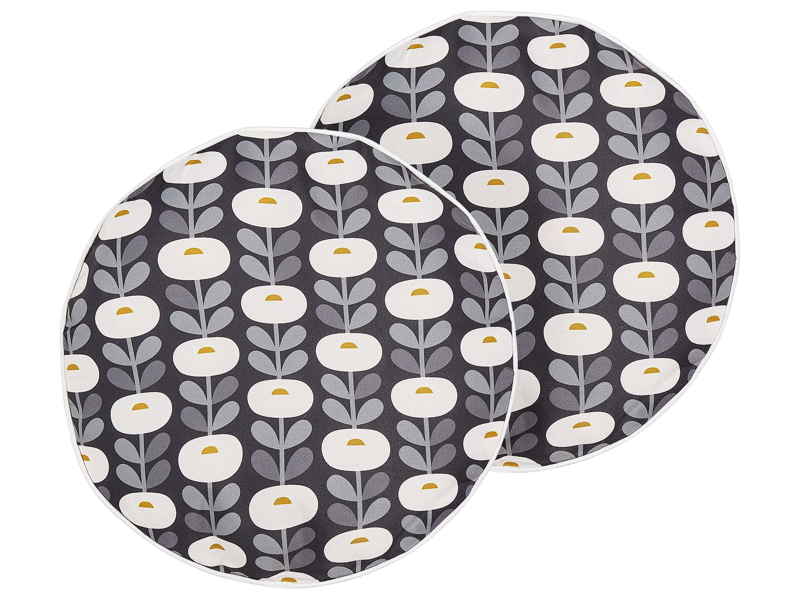 Set of 2 Outdoor Cushions Geometric Pattern âŒ€ 40 cm Grey VALSORDA - Gemini Interiors