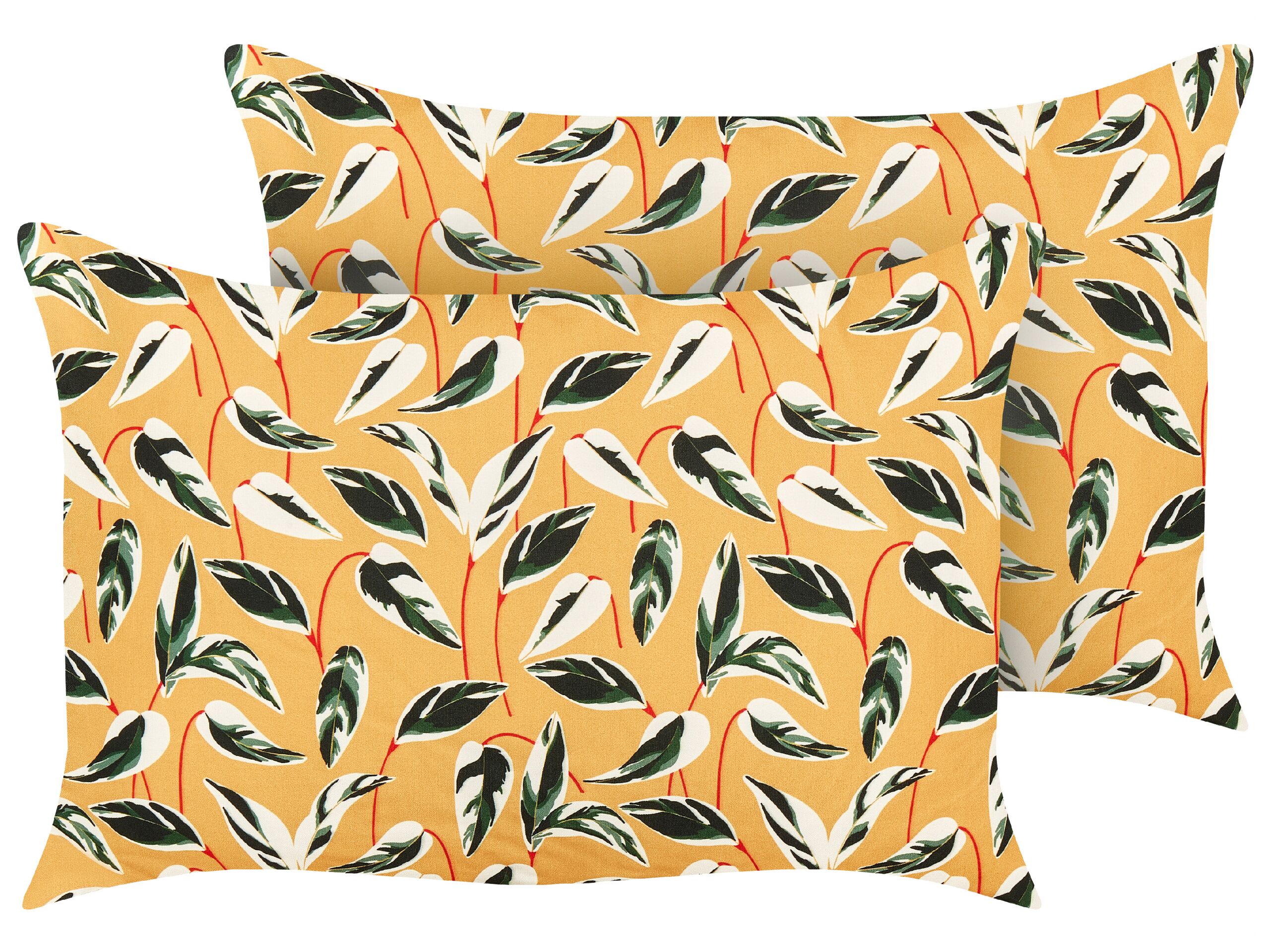 Set of 2 Outdoor Cushions Leaf Motif 40 x 60 cm Multicolour TAGGIA - Gemini Interiors