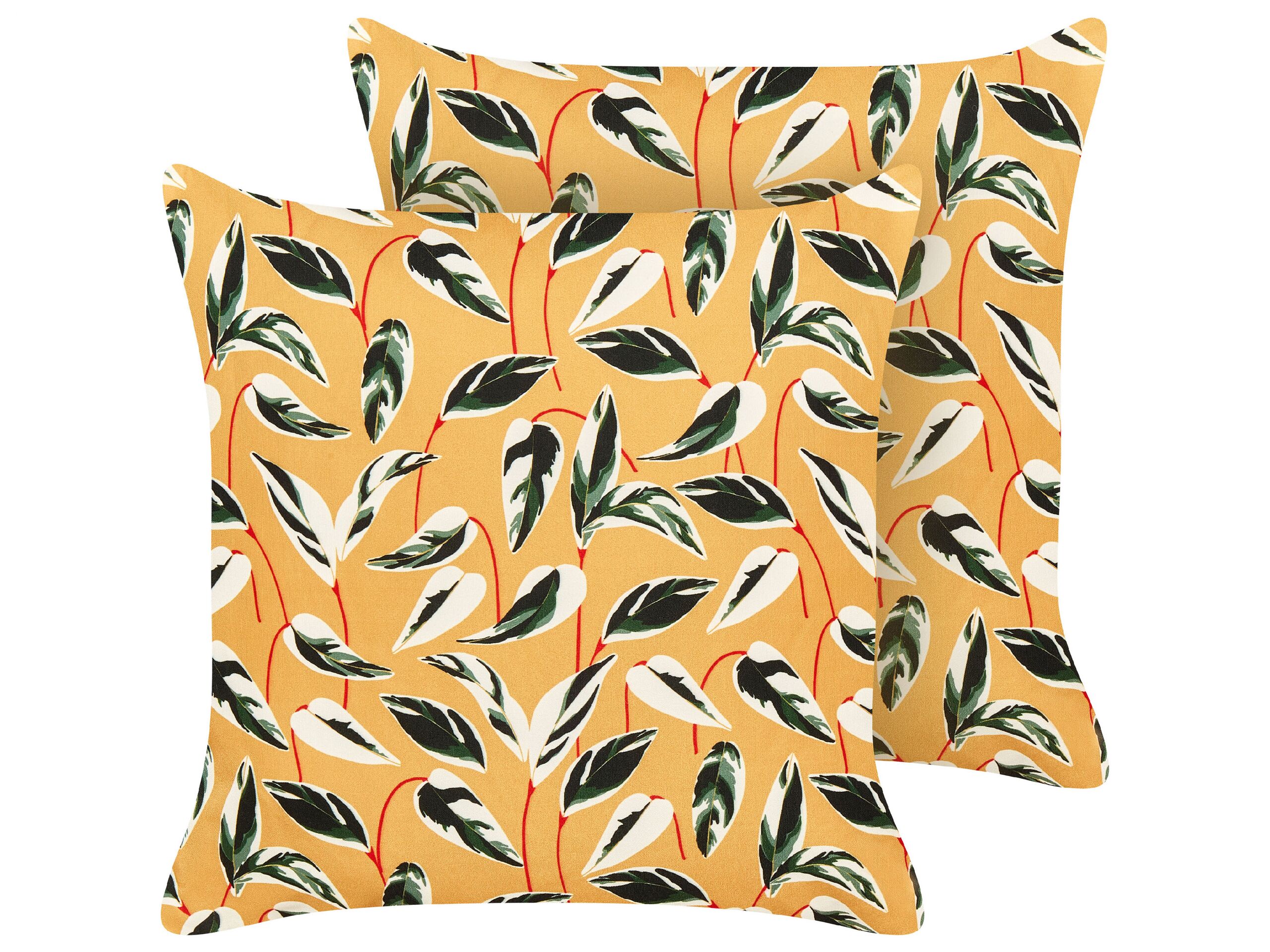 Set of 2 Outdoor Cushions Leaf Motif 45 x 45 cm Multicolour TAGGIA - Gemini Interiors