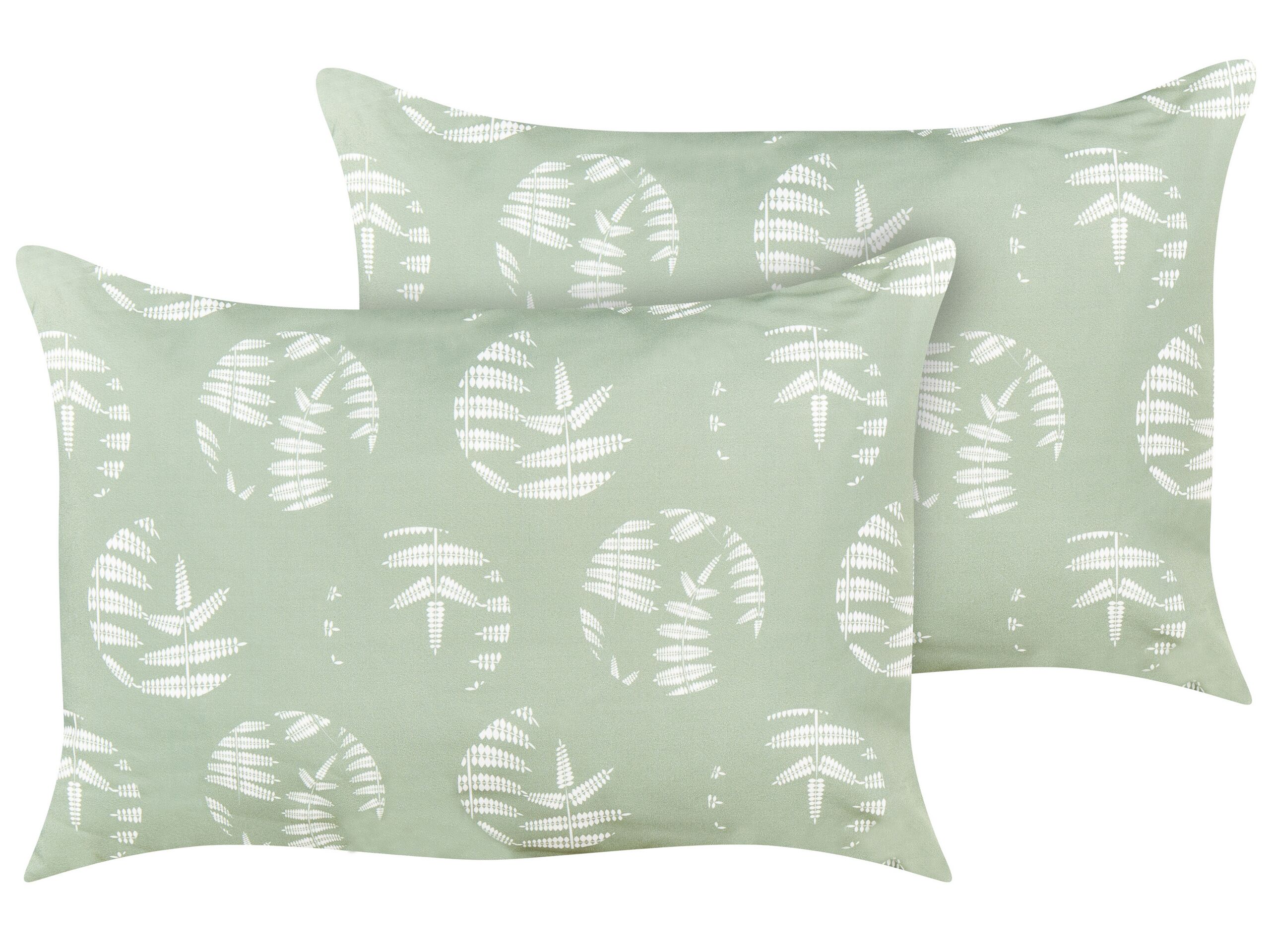Set of 2 Outdoor Cushions Leaf Motif 40 x 60 cm Green ALASSIO - Gemini Interiors